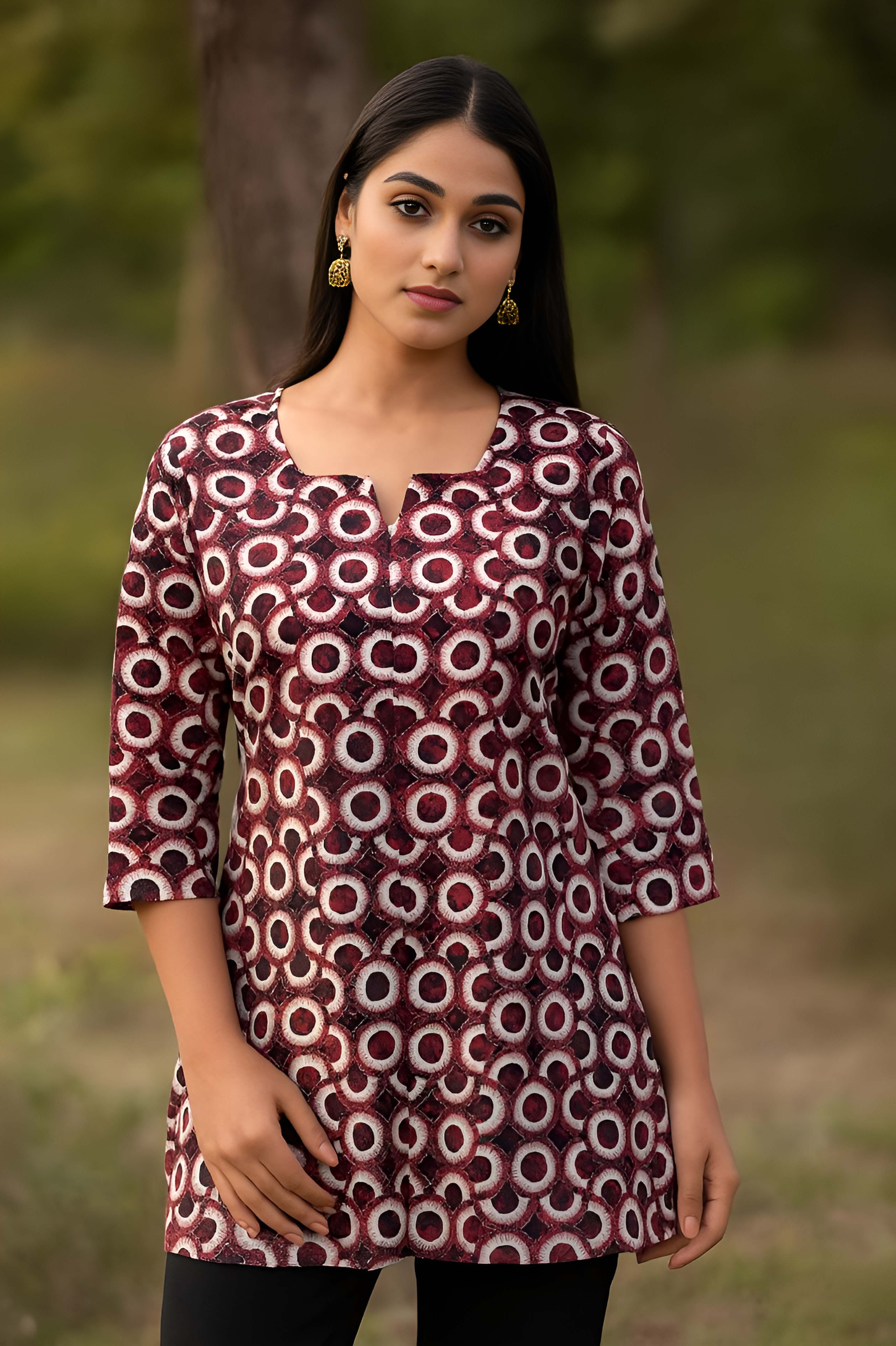 Maroon Color Stylish Short Cotton Kurti