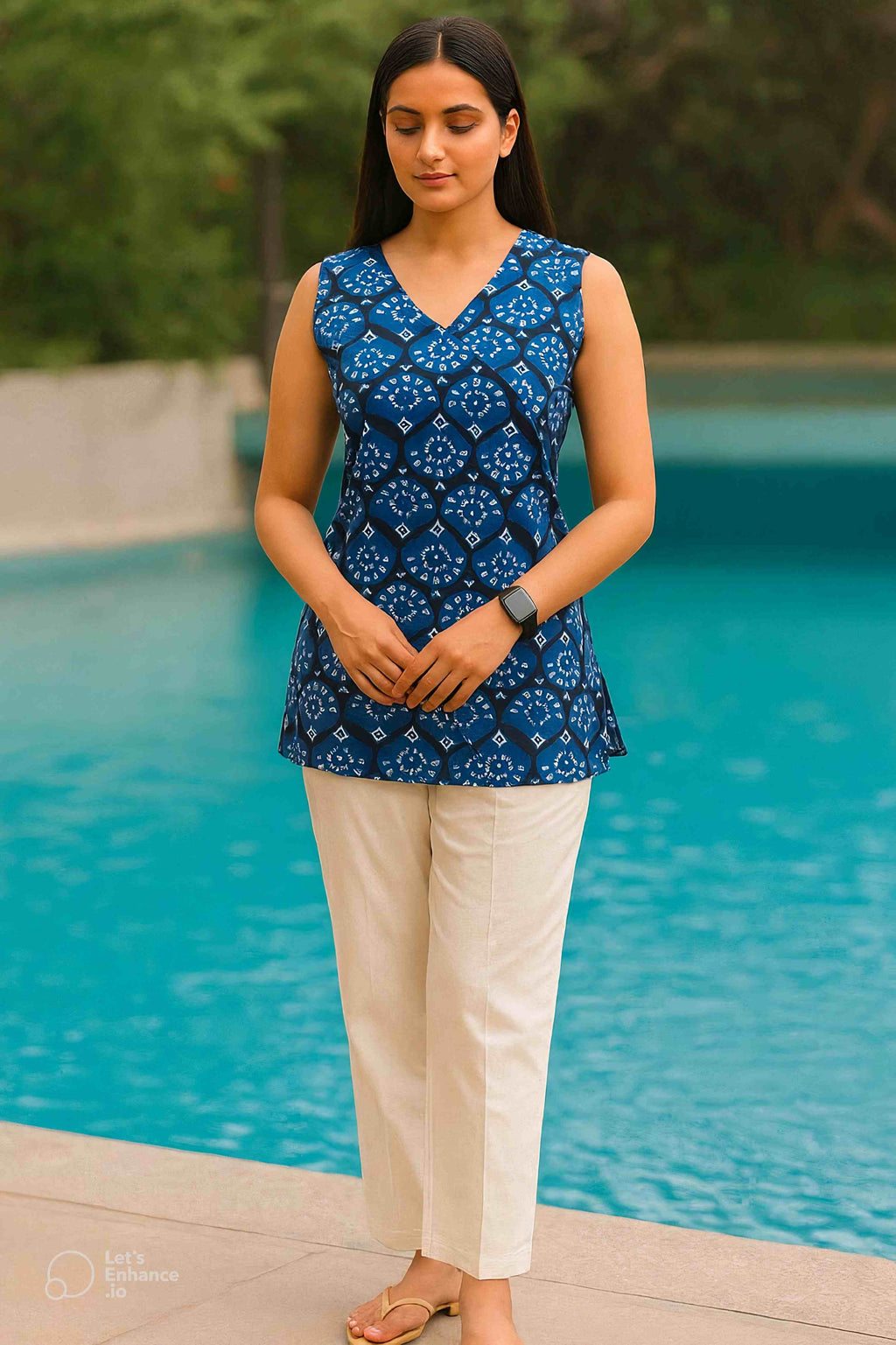 Blue Color Stylish Short Cotton Kurti
