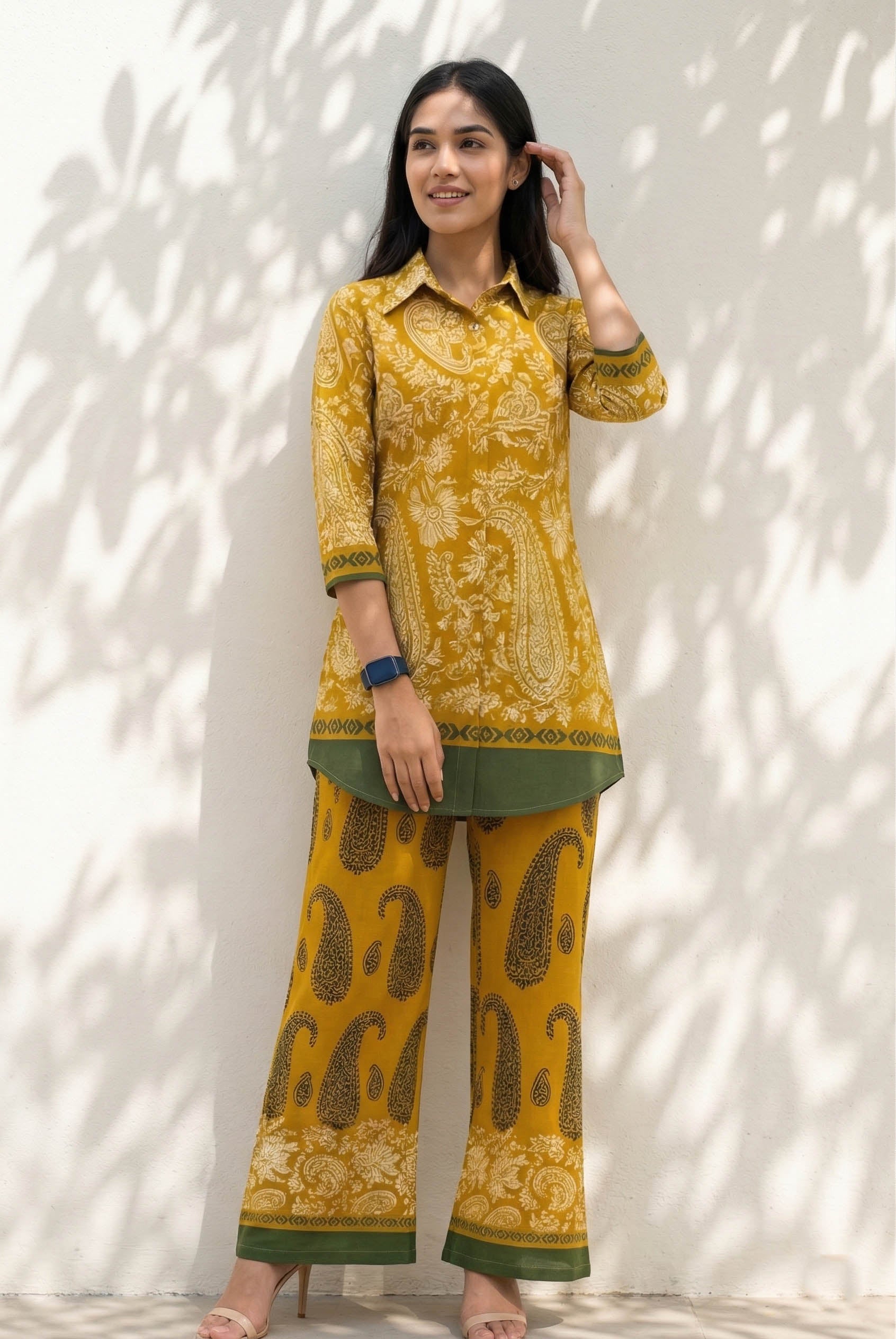 Yellow Color Printed Arbain Cooton Co-Ord Set
