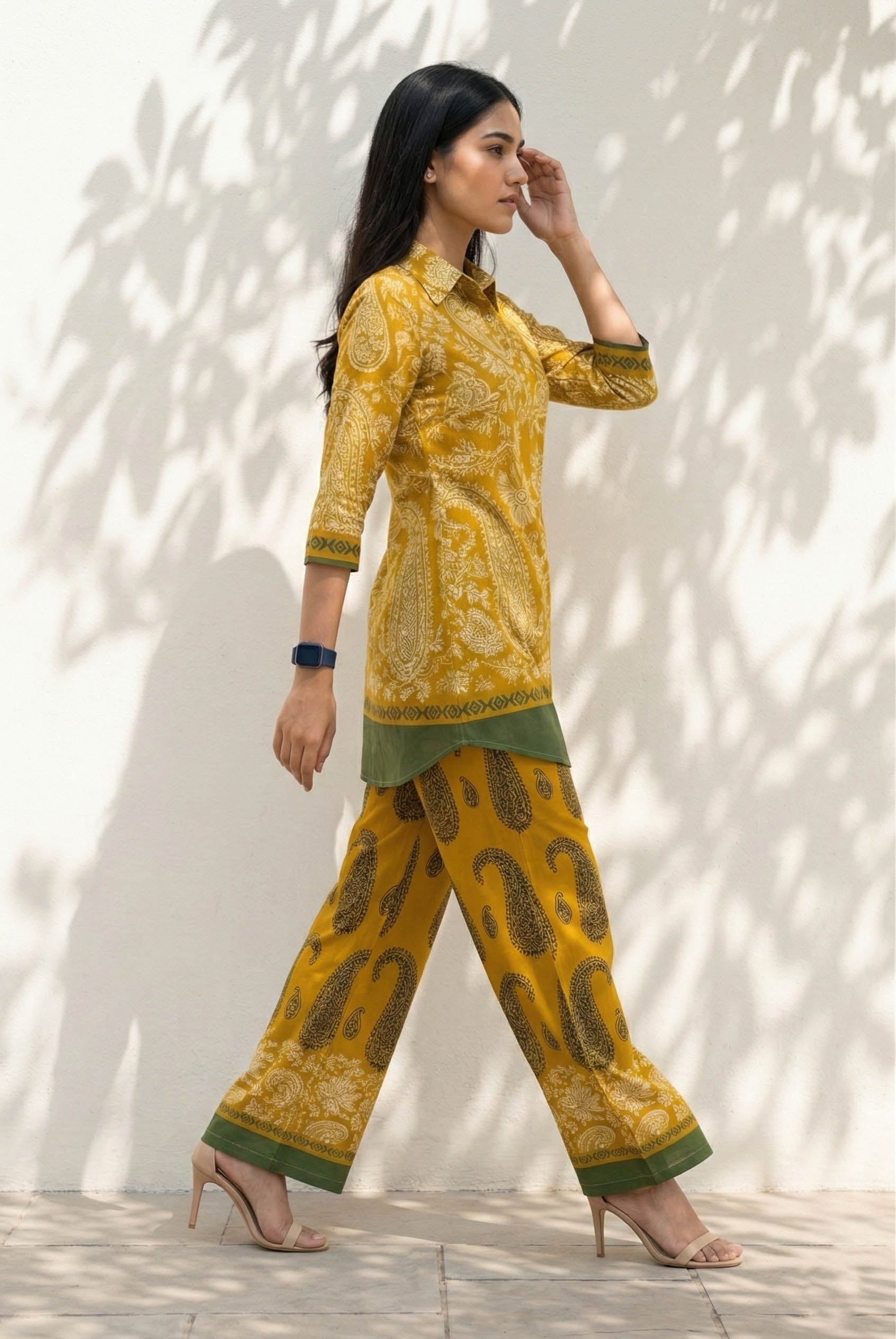Yellow Color Printed Arbain Cooton Co-Ord Set