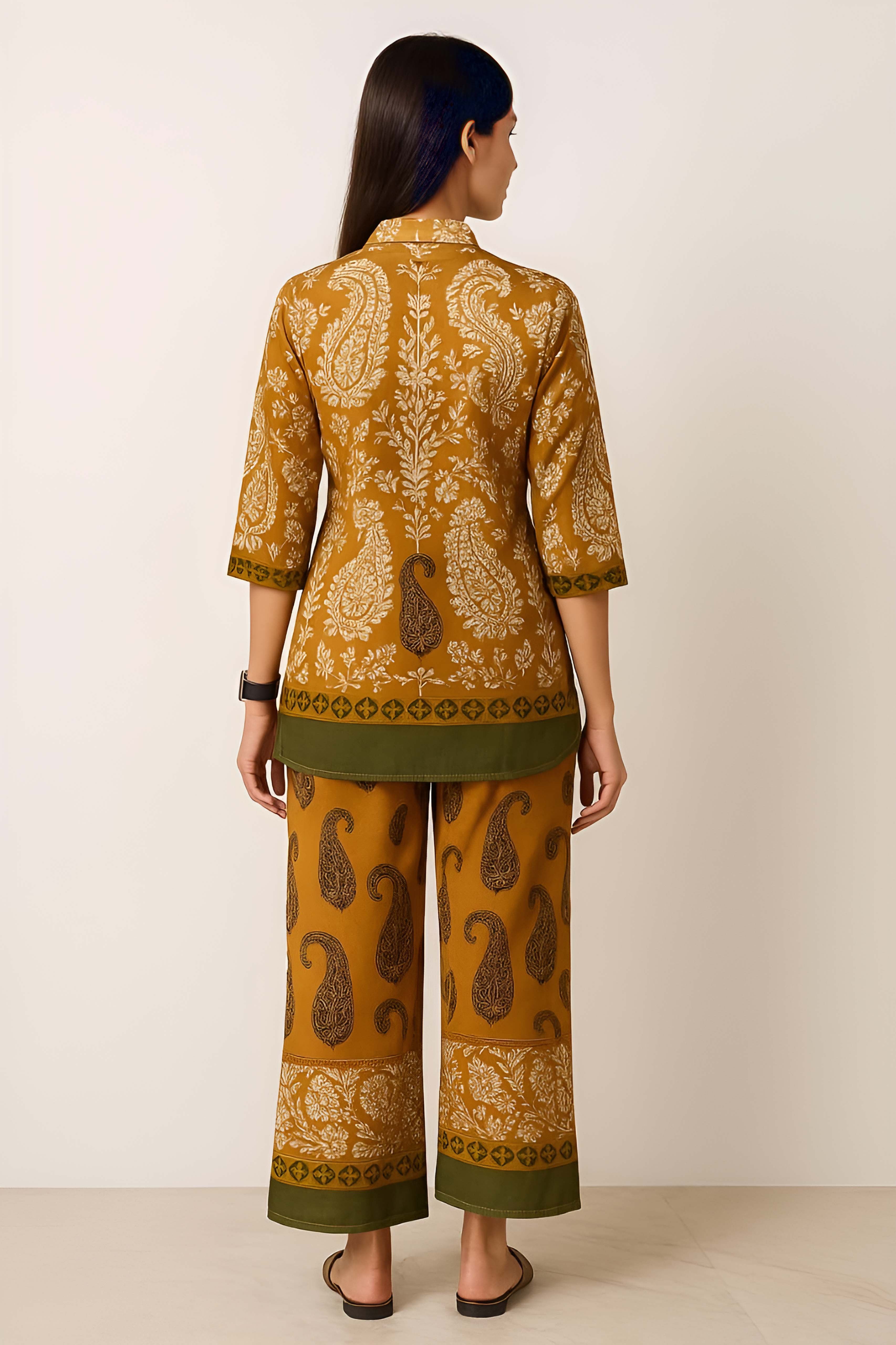 Yellow Color Printed Arbain Cooton Co-Ord Set