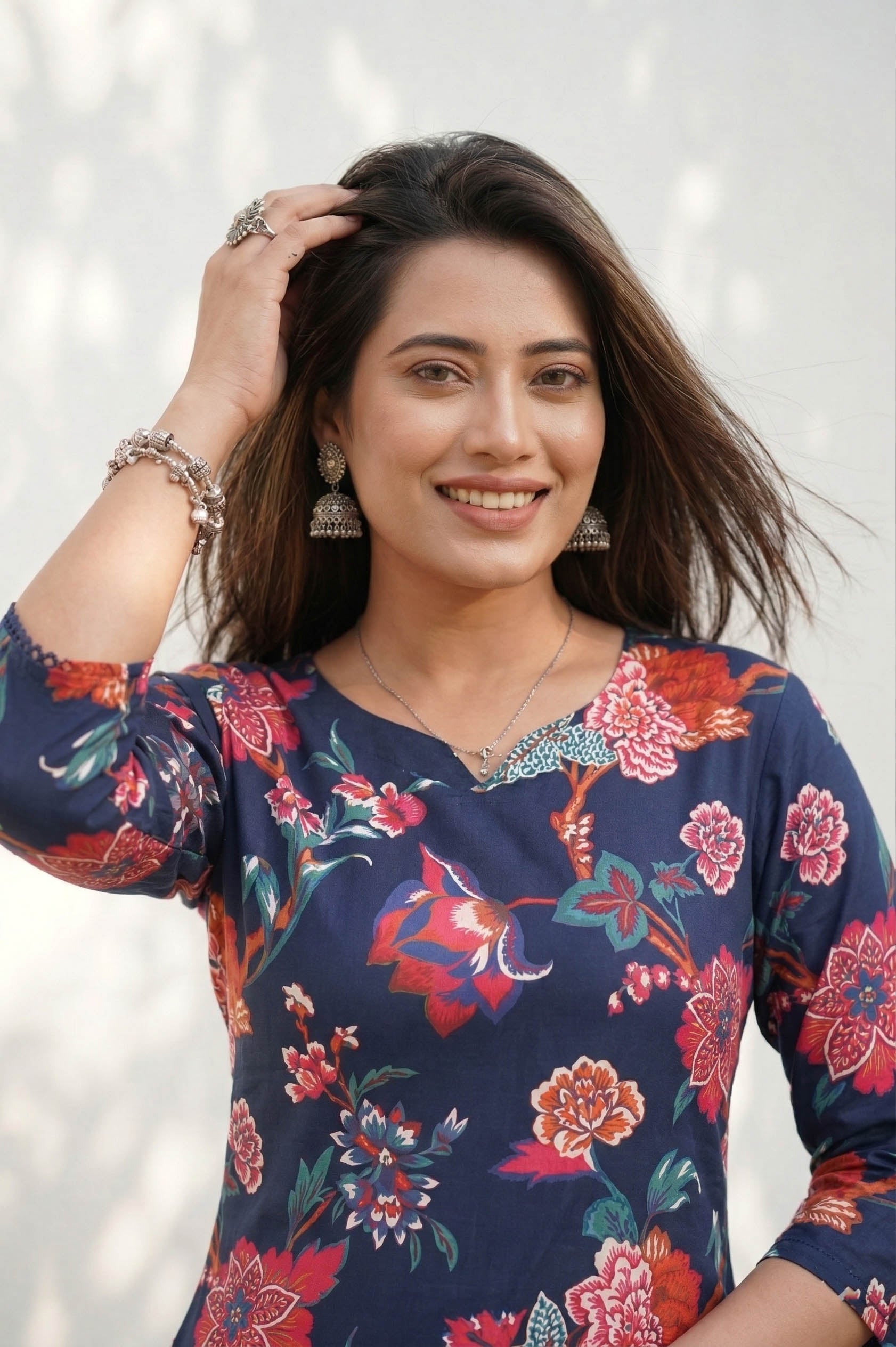 Blue Color Festive Special Printed Cotton Co-Ord Set