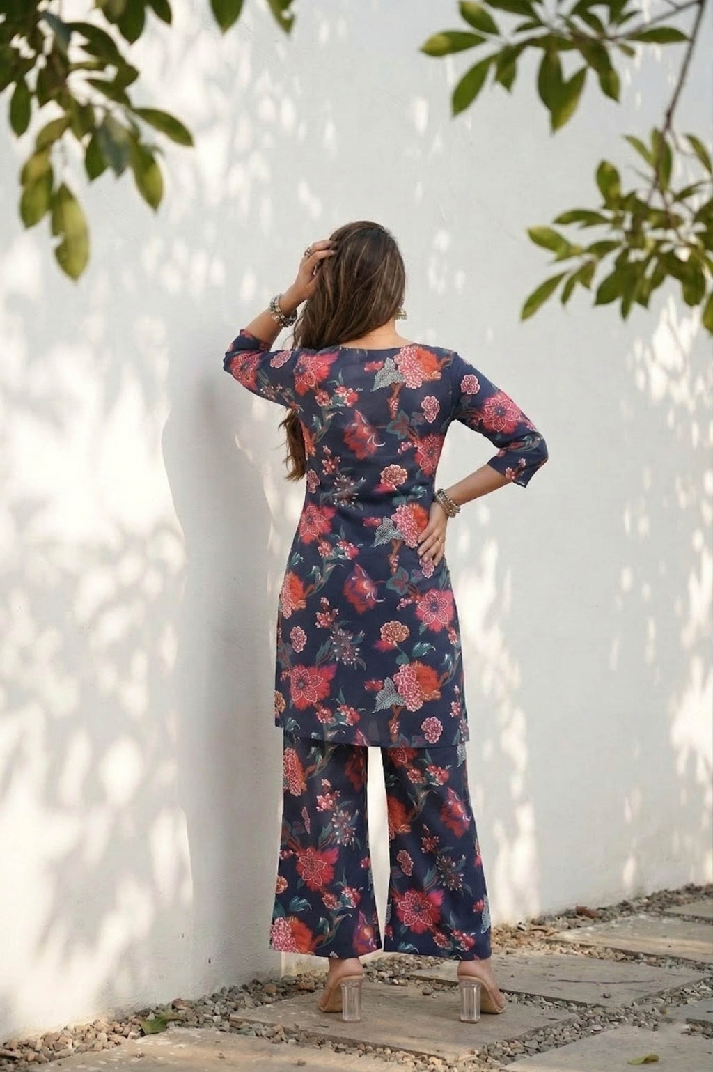 Blue Color Festive Special Printed Cotton Co-Ord Set
