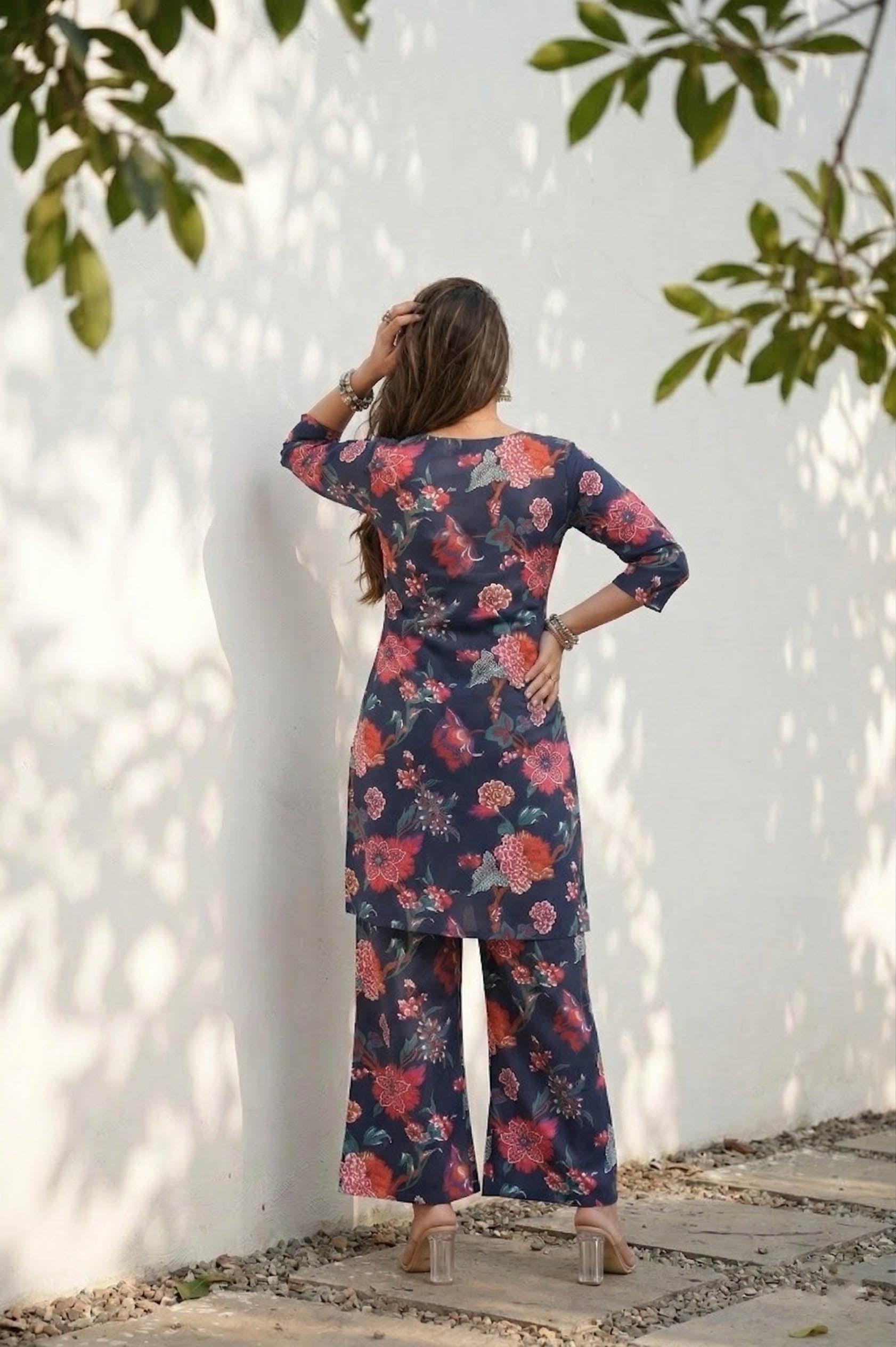 Blue Color Festive Special Printed Cotton Co-Ord Set