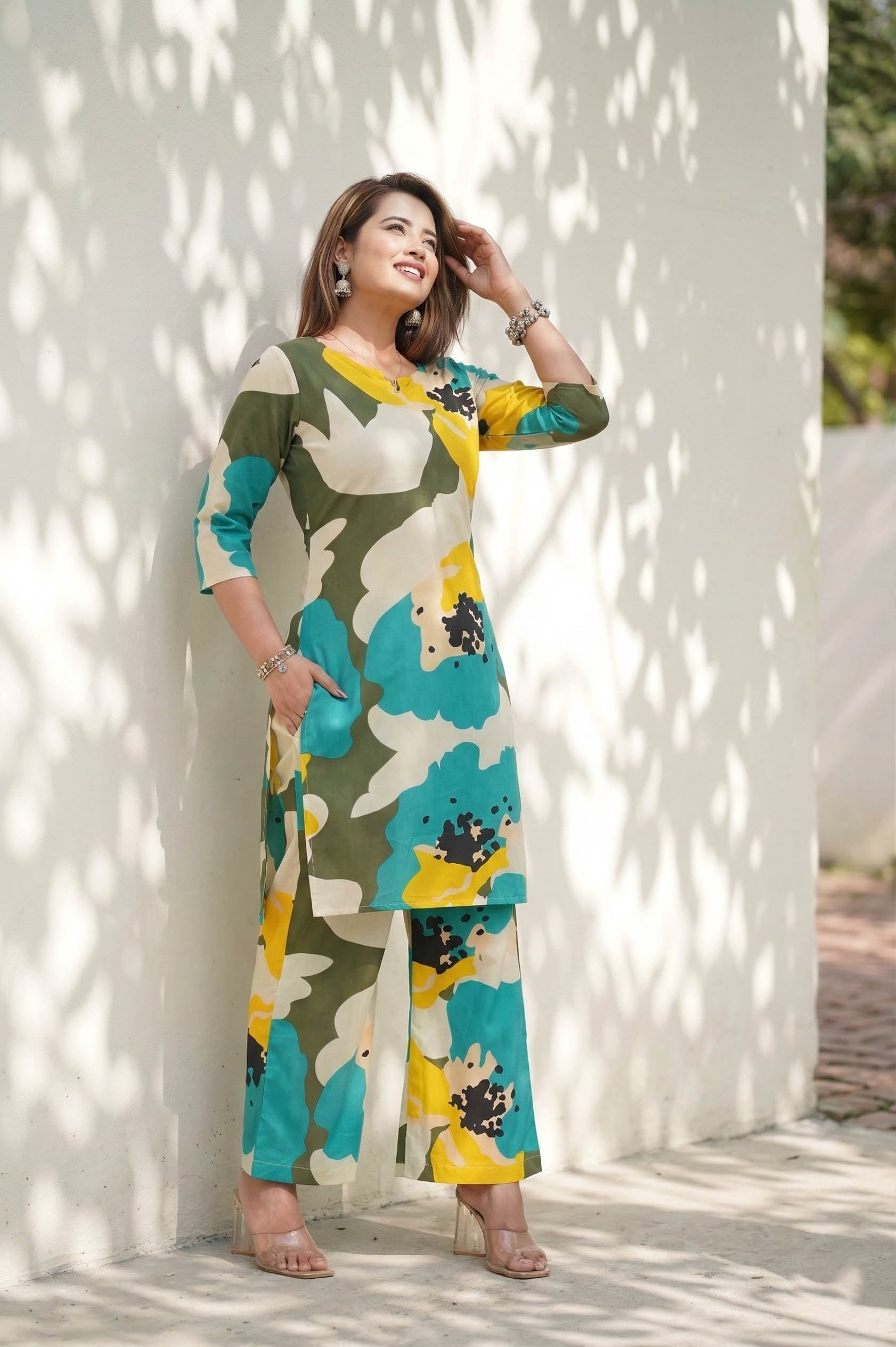Multi Color Festive Special Printed Cotton Co-Ord Set