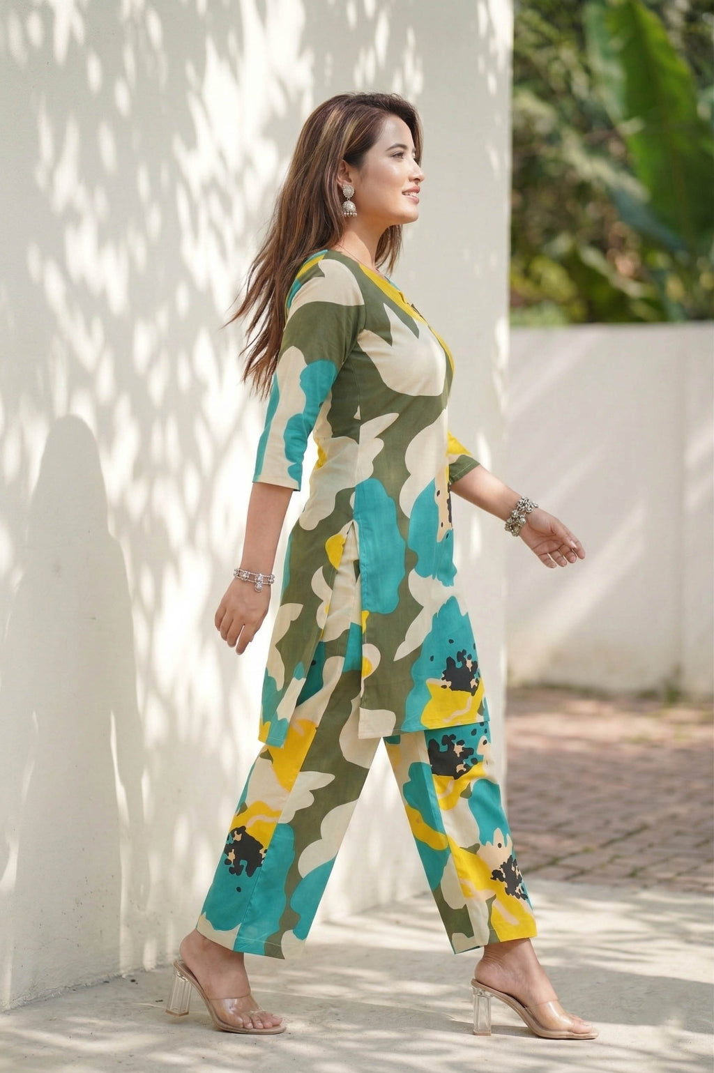Multi Color Festive Special Printed Cotton Co-Ord Set