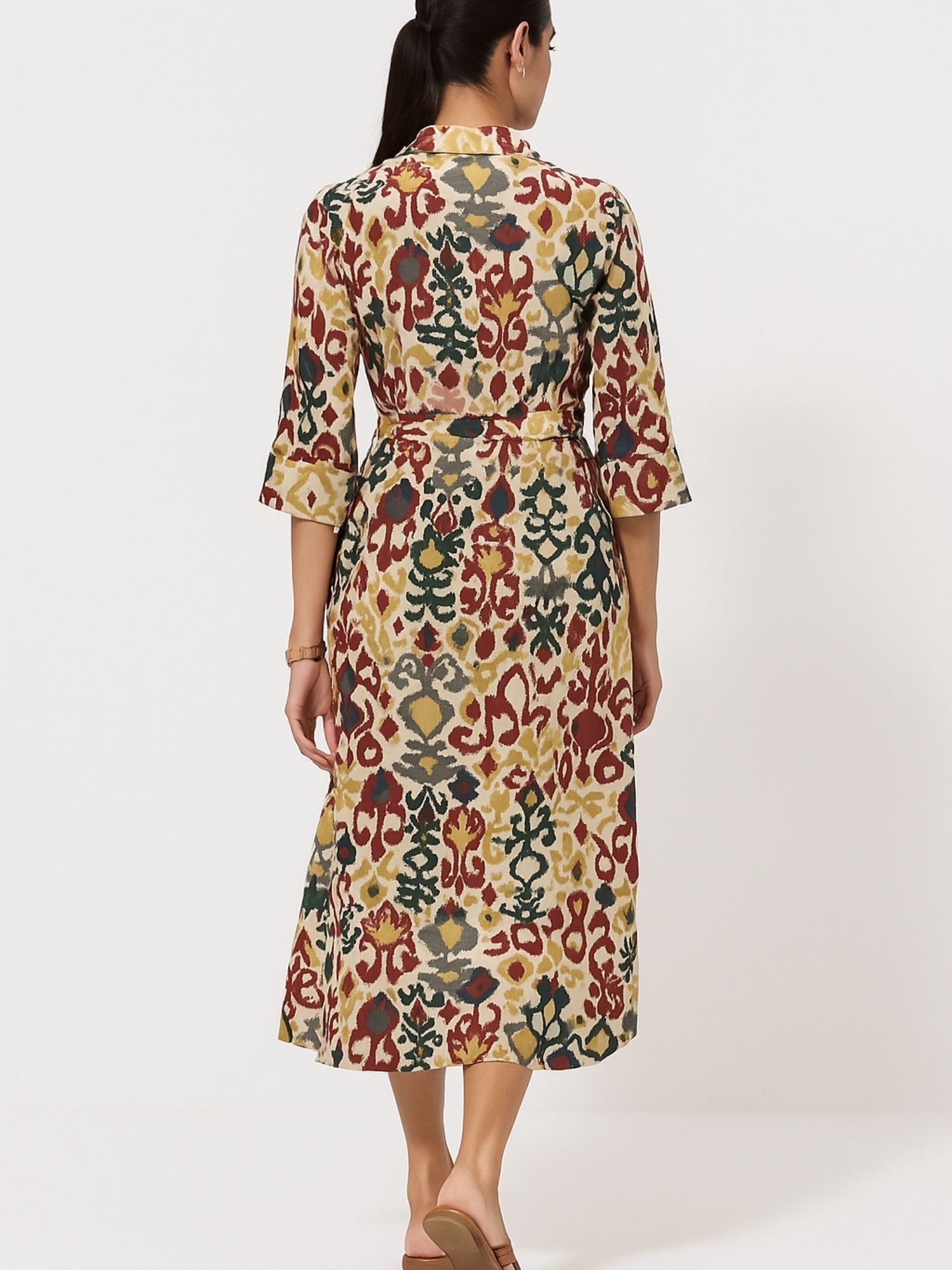 Ikat Inspired Multicolor All Over Print Rayon Kurti