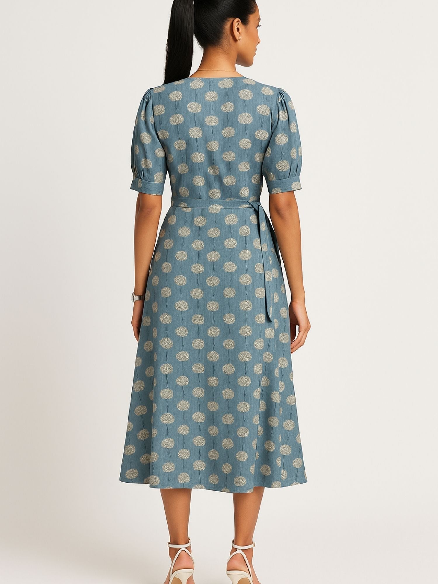 Blue Color Elbow Length Puff Sleeves With Elasticated Hem Kurti