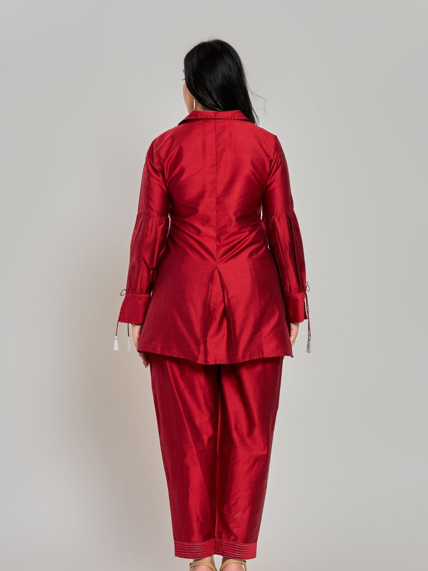 Maroon Color Zari Embroidery Kurta With Pant