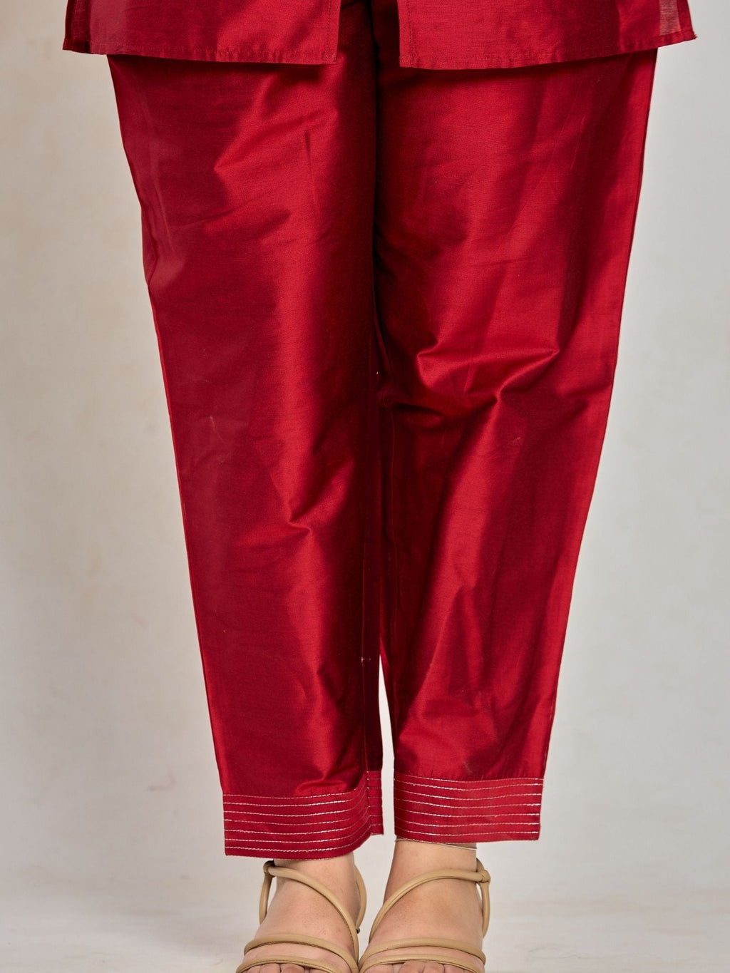 Maroon Color Zari Embroidery Kurta With Pant