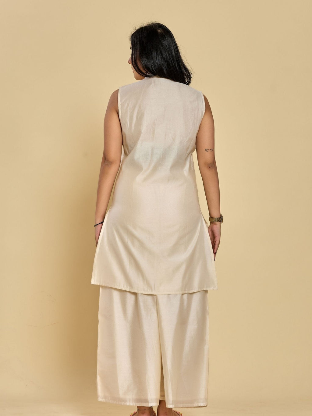 Ivory Color Thread Embroidery With Beads Kurta With Pant