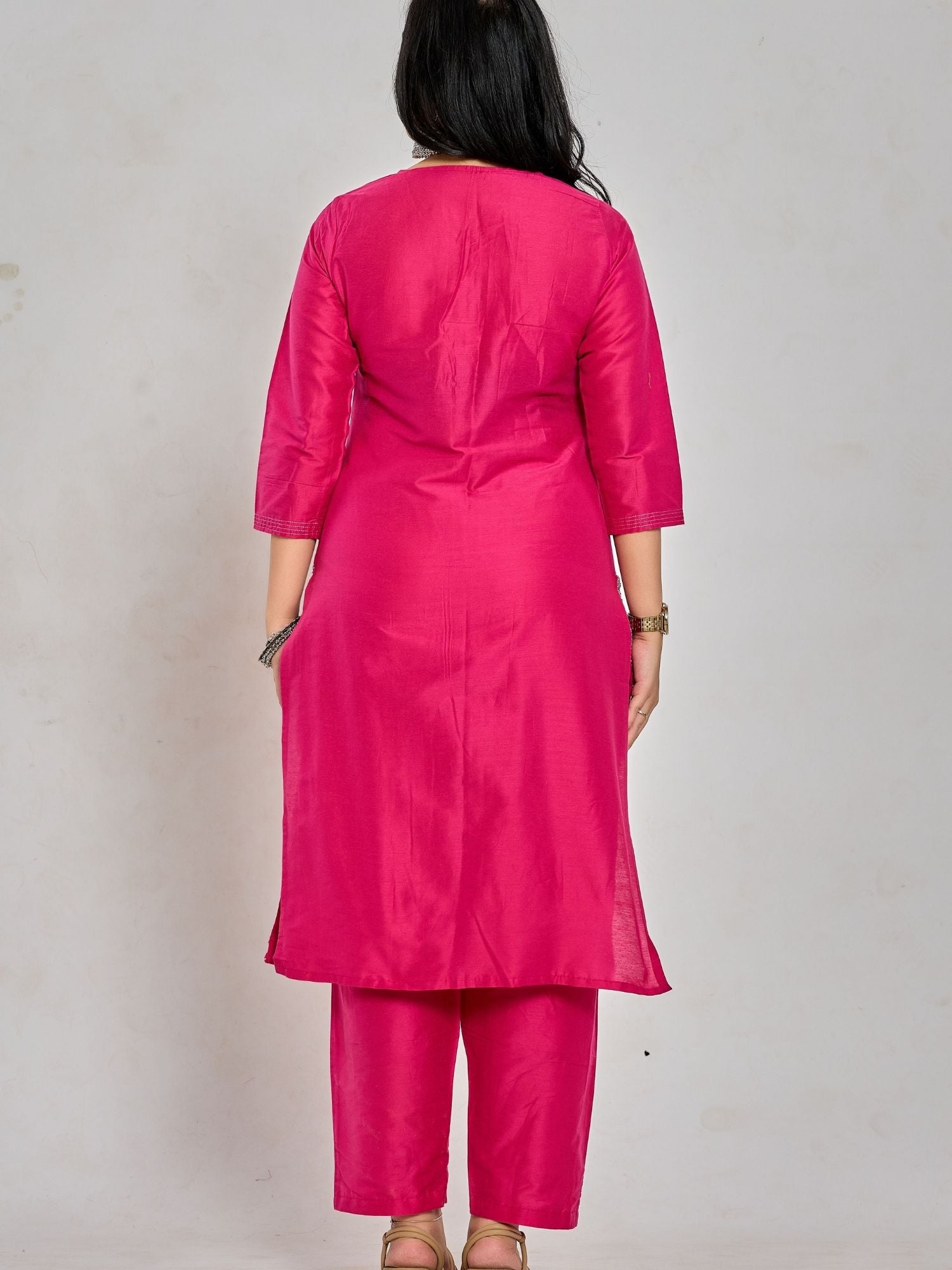 Pink Color Mirror Work With Zari And Sequin Work Kurta With Pant And Duptta
