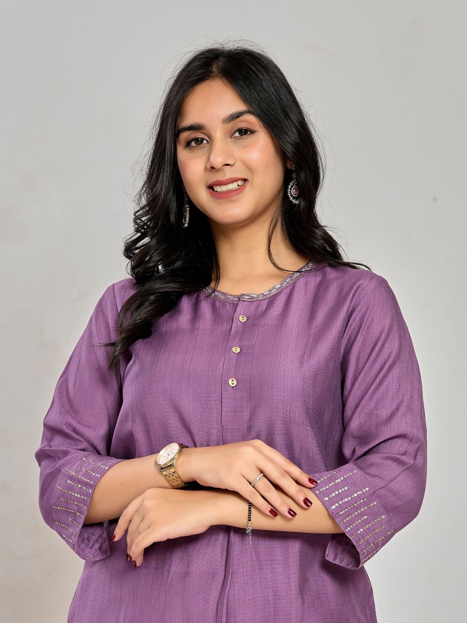 Purple Color Zari Embroidery Co-Ord Set