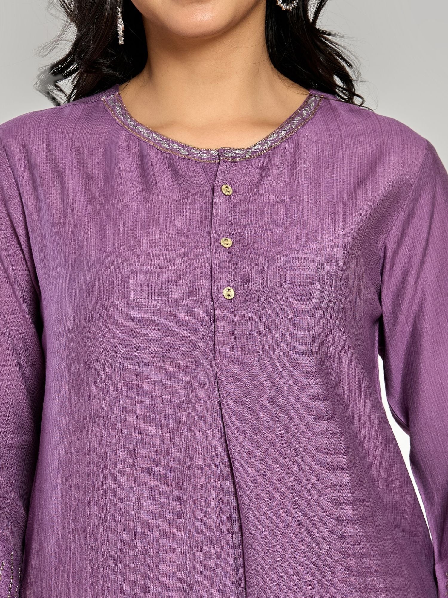 Purple Color Zari Embroidery Co-Ord Set