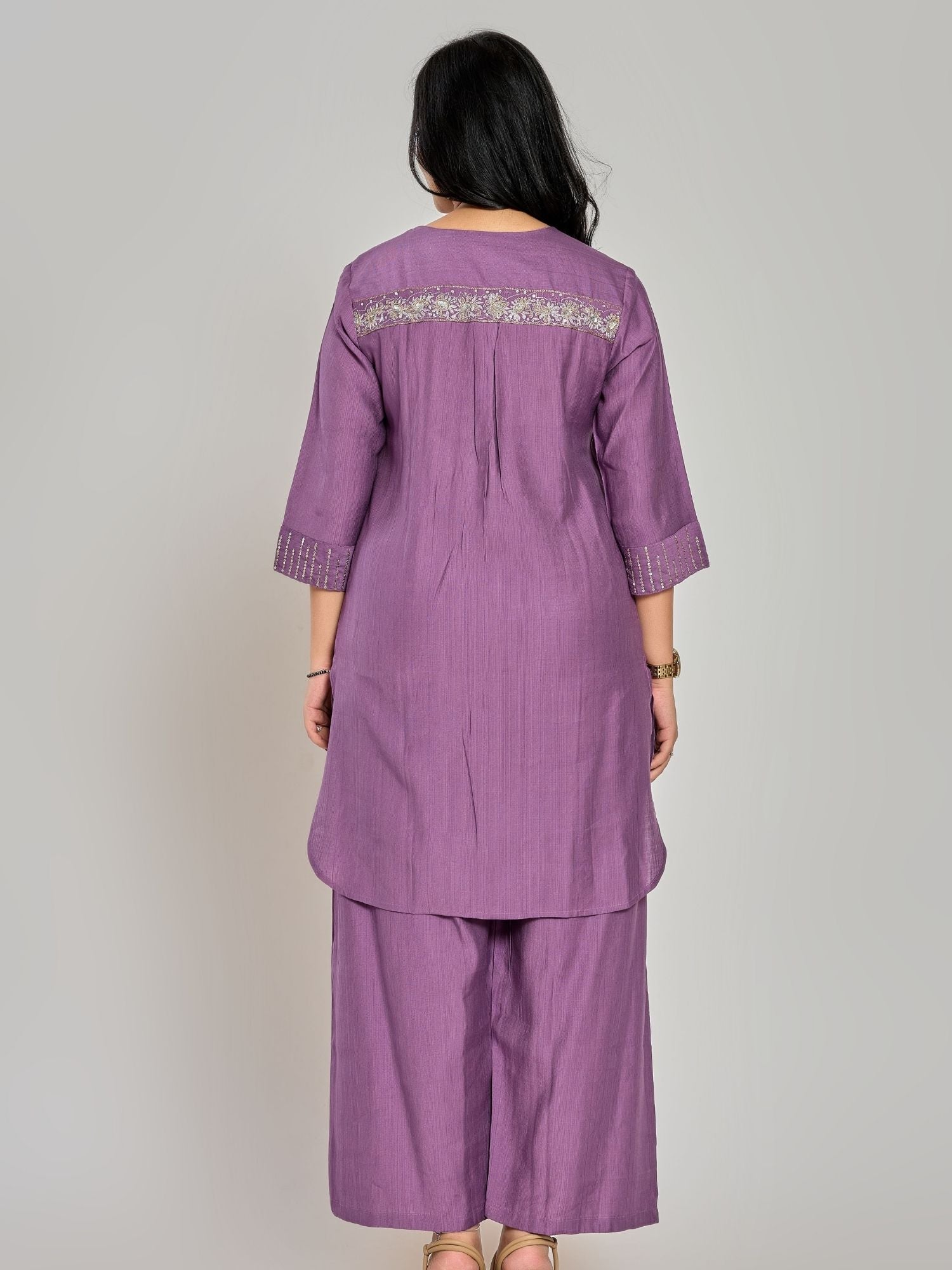 Purple Color Zari Embroidery Co-Ord Set