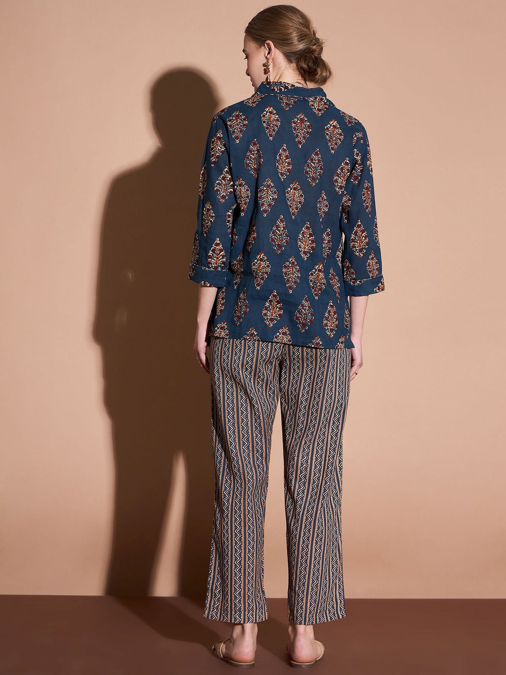 Ethnic Motifs Printed Cotton Shirt & Trouser Co-Ords Set