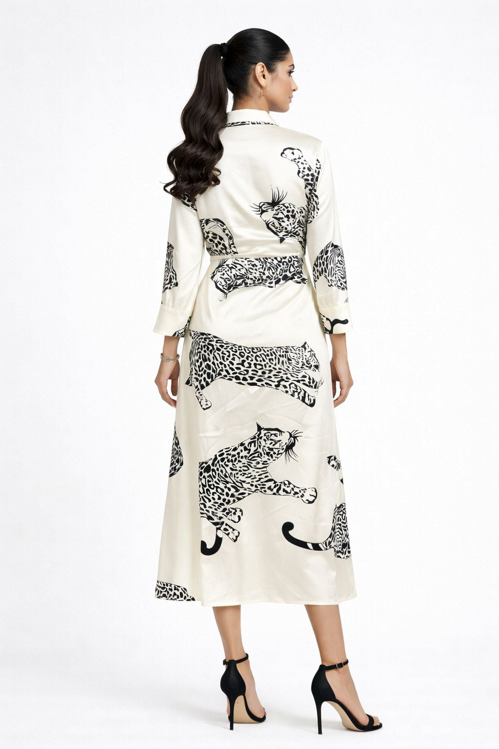 Off White Color Animal Print Dress