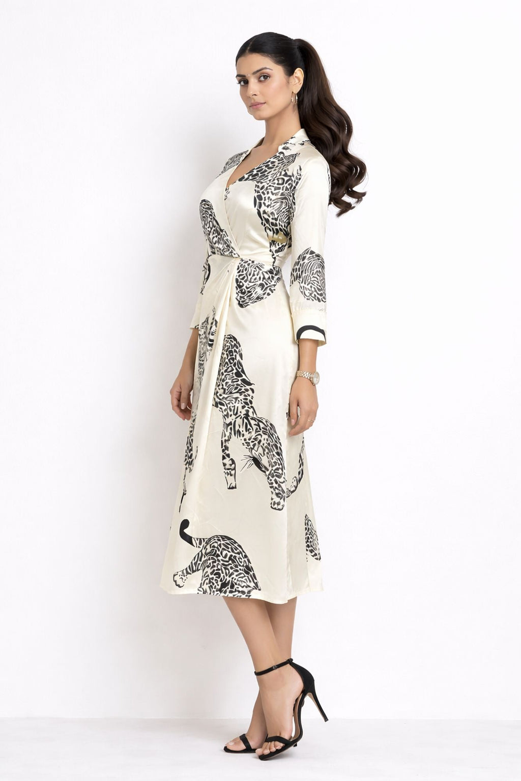 Off White Color Animal Print Dress