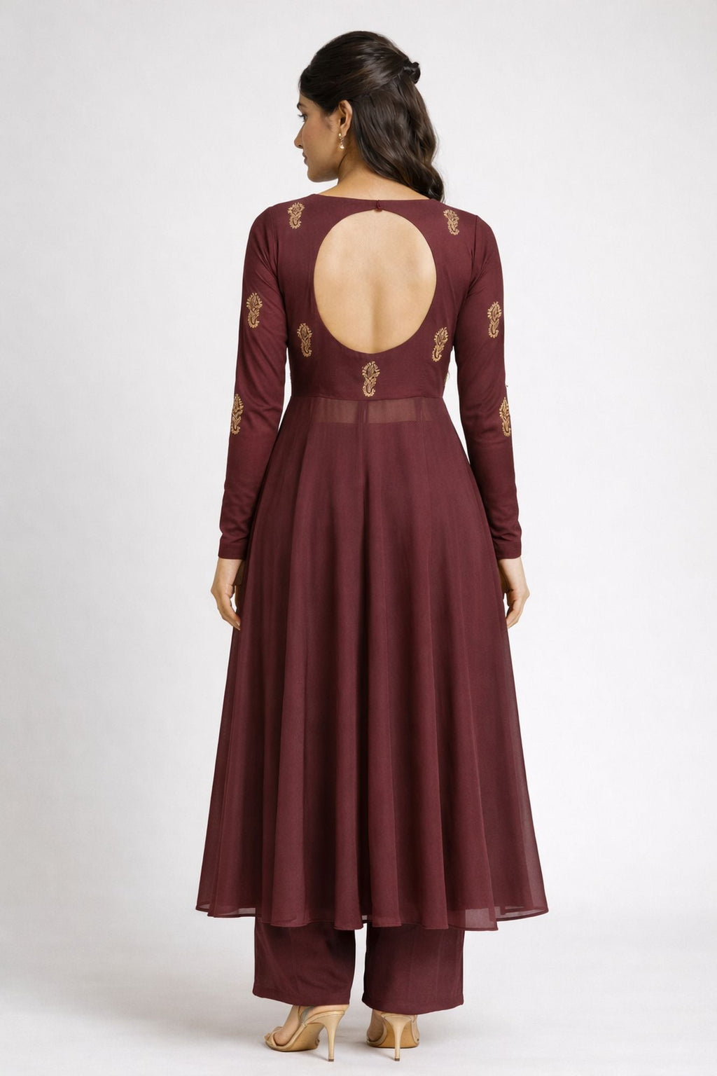 Wedding Collection Wine Color Anarkali Set