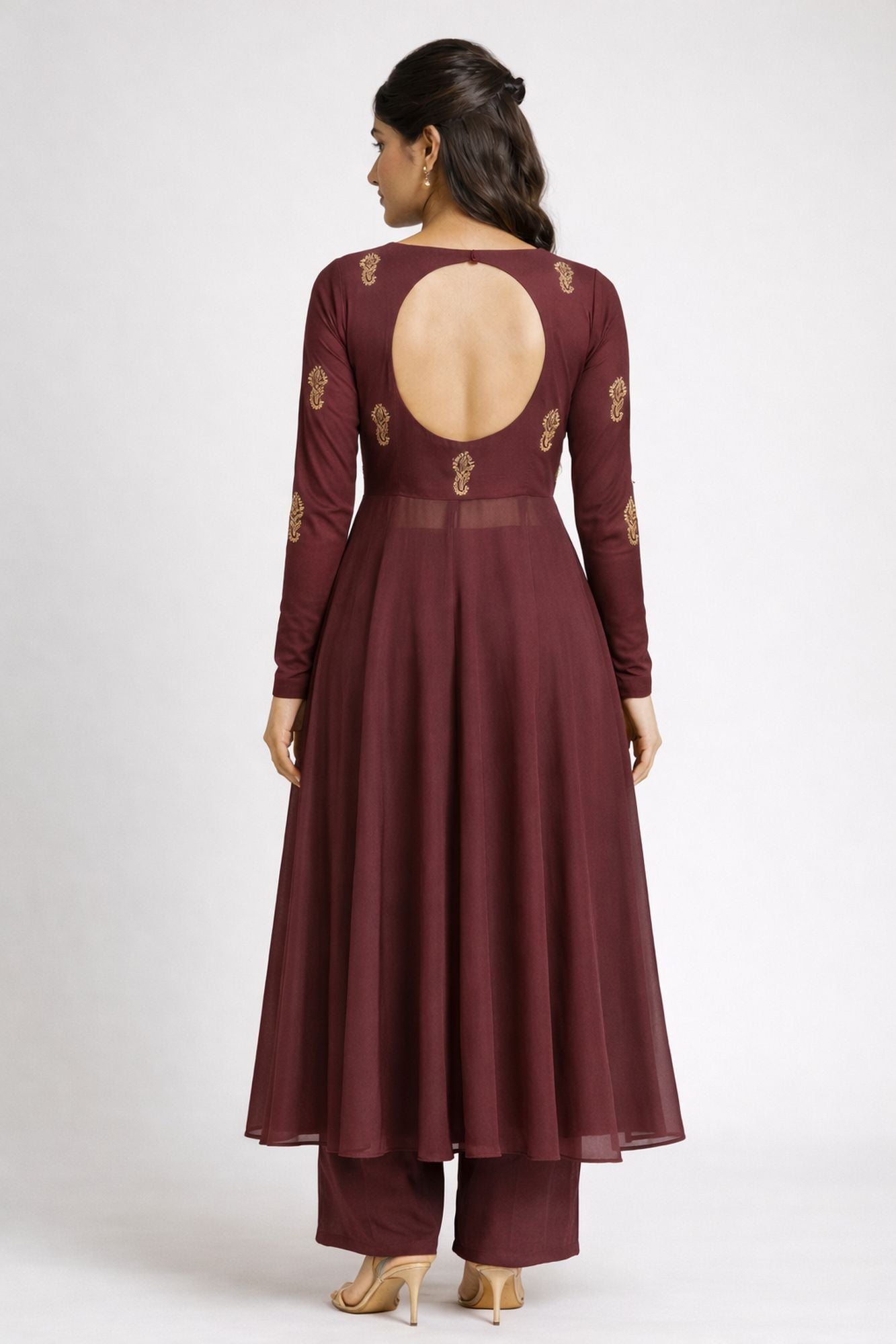 Wedding Collection Wine Color Anarkali Set