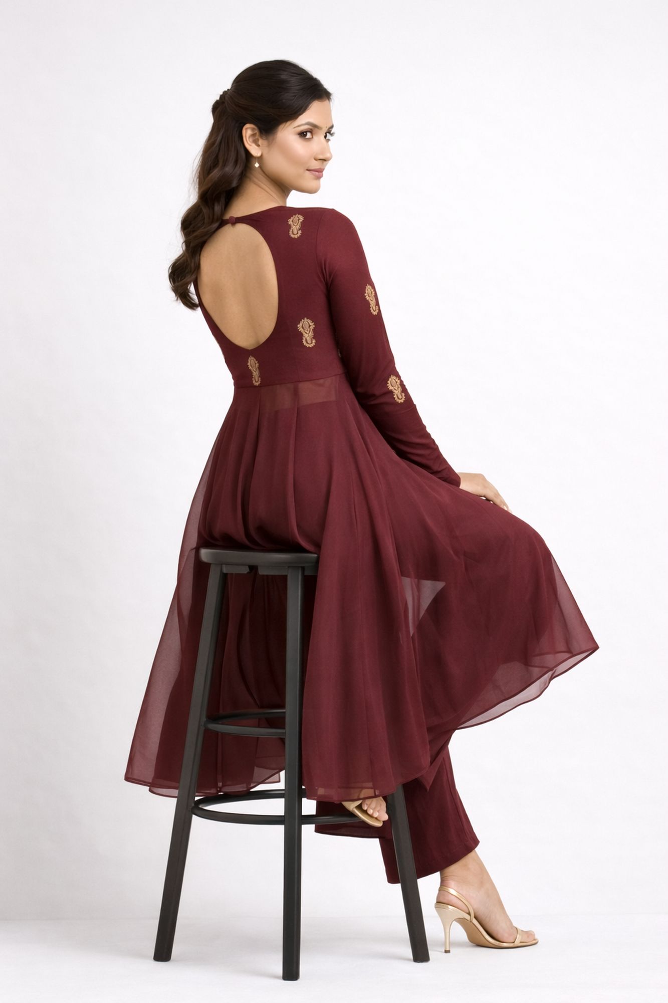 Wedding Collection Wine Color Anarkali Set