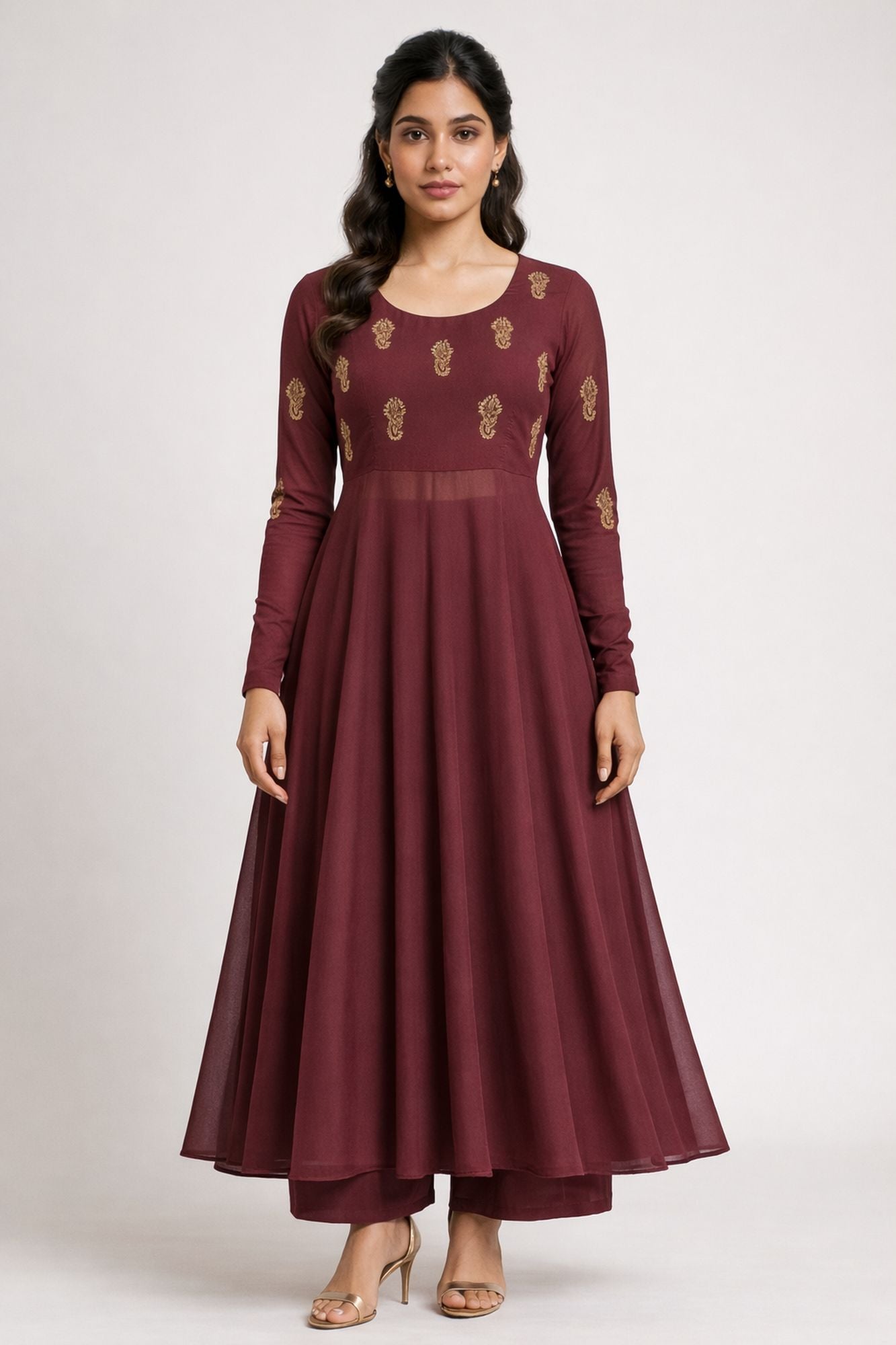 Wedding Collection Wine Color Anarkali Set