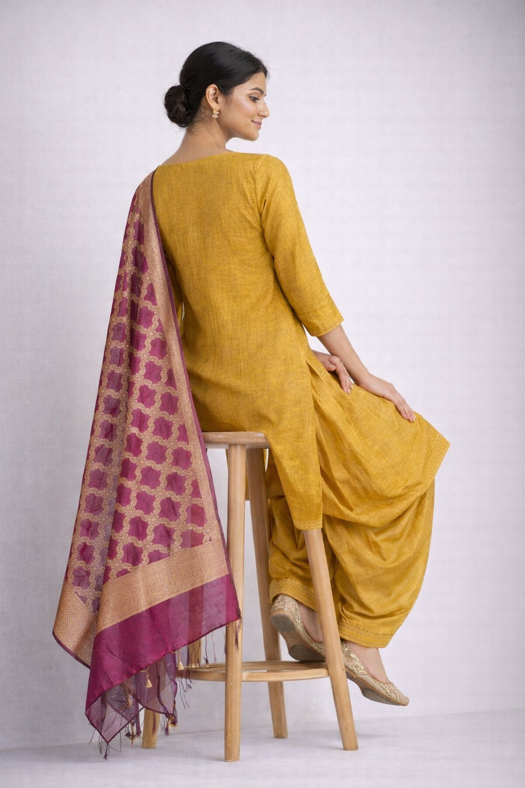 Zari And Thread Work Mustard Yellow Color Kurta Set