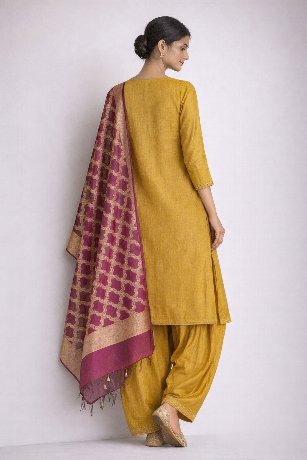 Zari And Thread Work Mustard Yellow Color Kurta Set