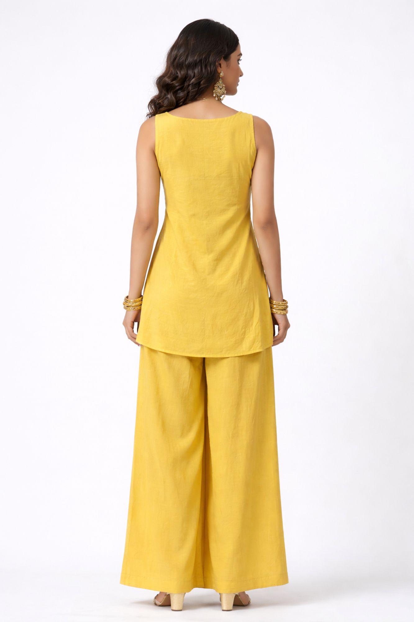 Sequin & Zari Work Yellow Color Co-Ord Set