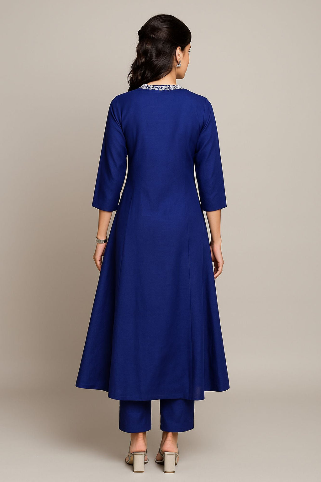 Intricate Thread And Mirror & Sequin & Zari Work Royal Blue Color Kurta Set