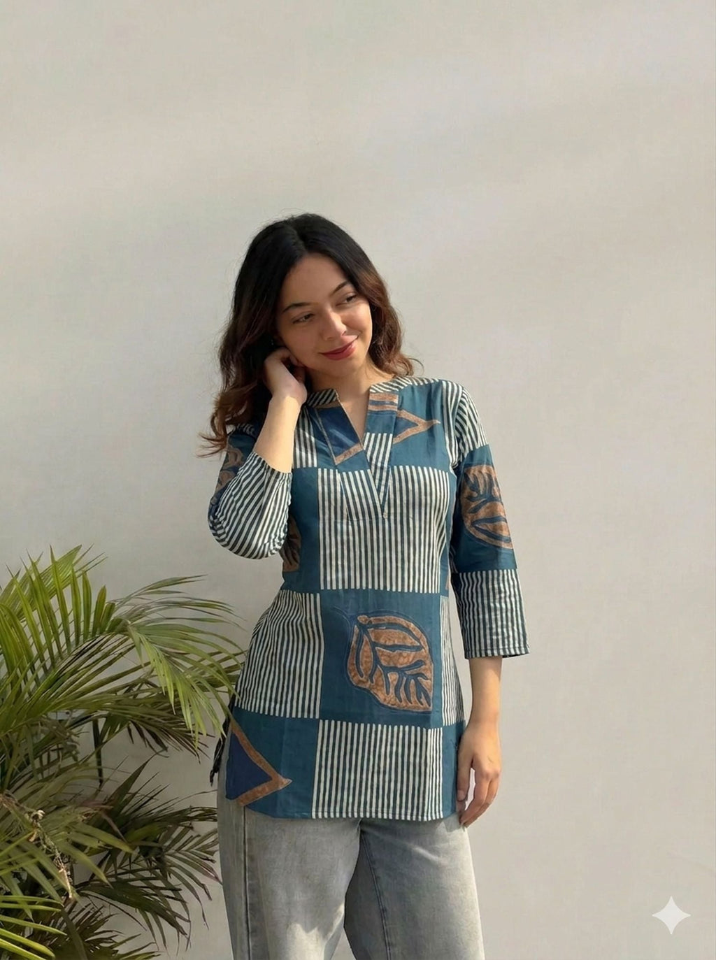 Blue Color Light Summer Friendly Short Kurti