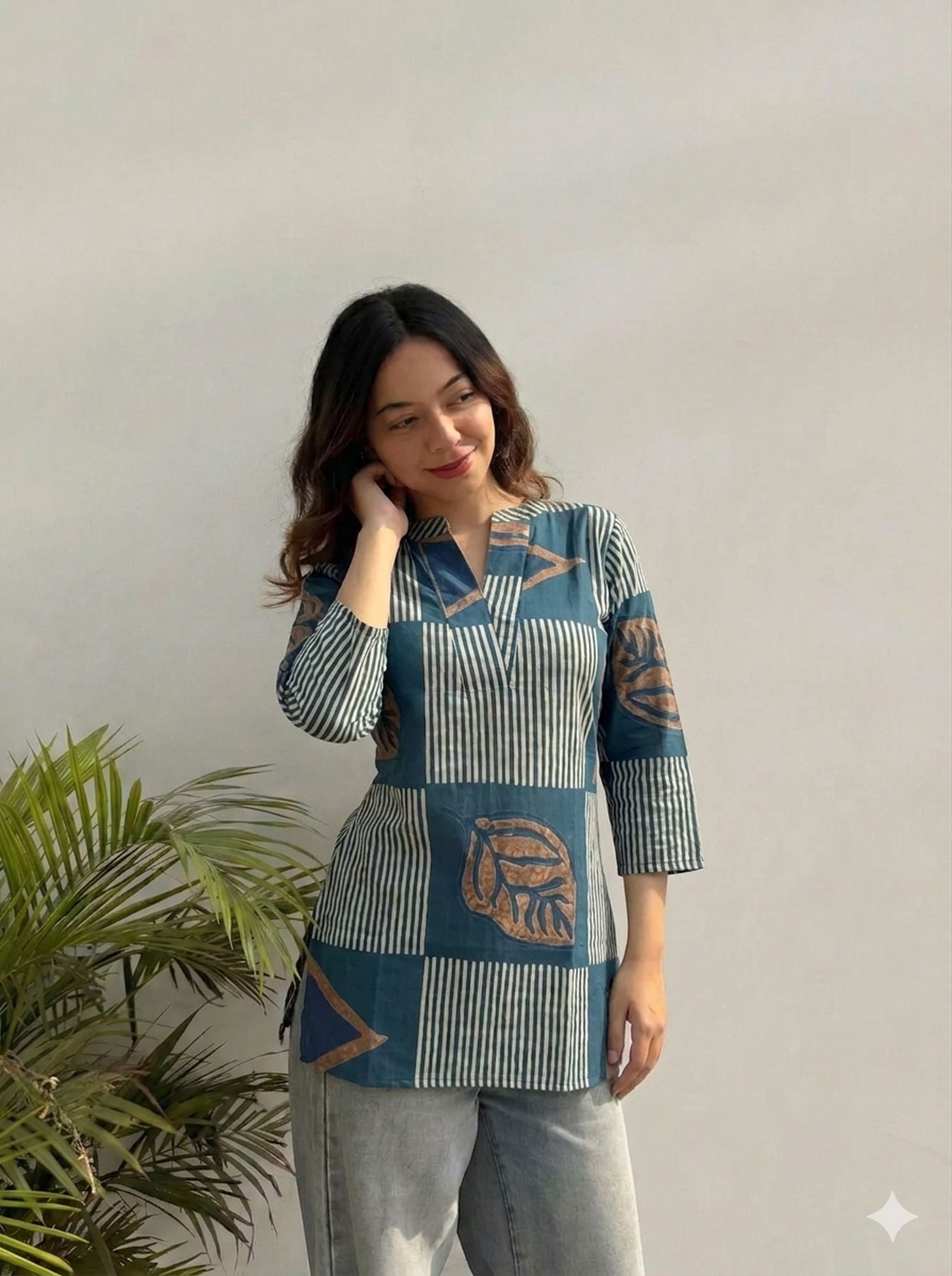 Blue Color Light Summer Friendly Short Kurti