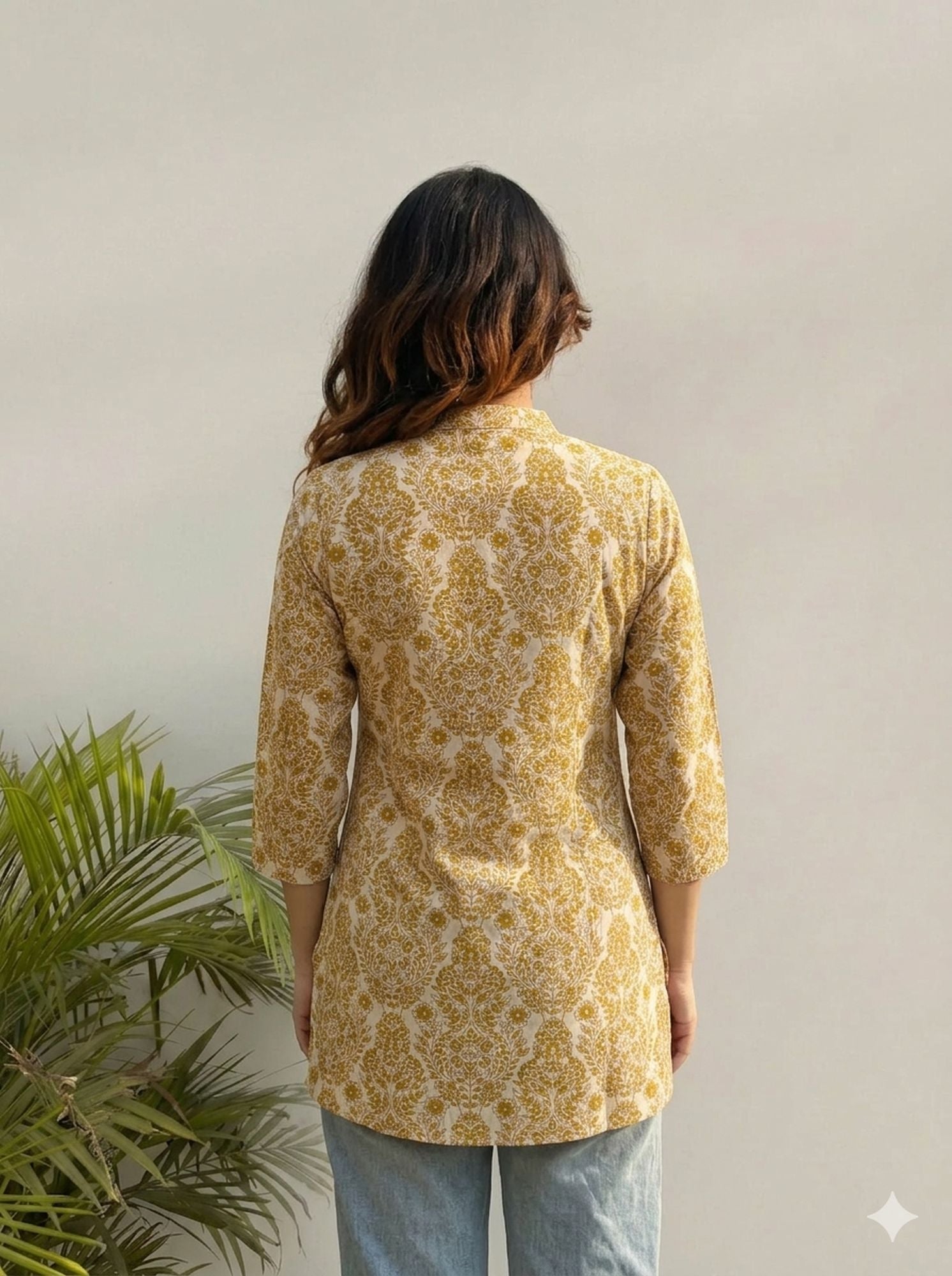 Beige Color Light Summer Friendly Short Kurti