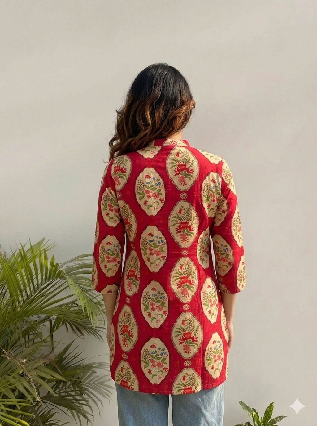 Red Color Light Summer Friendly Short Kurti