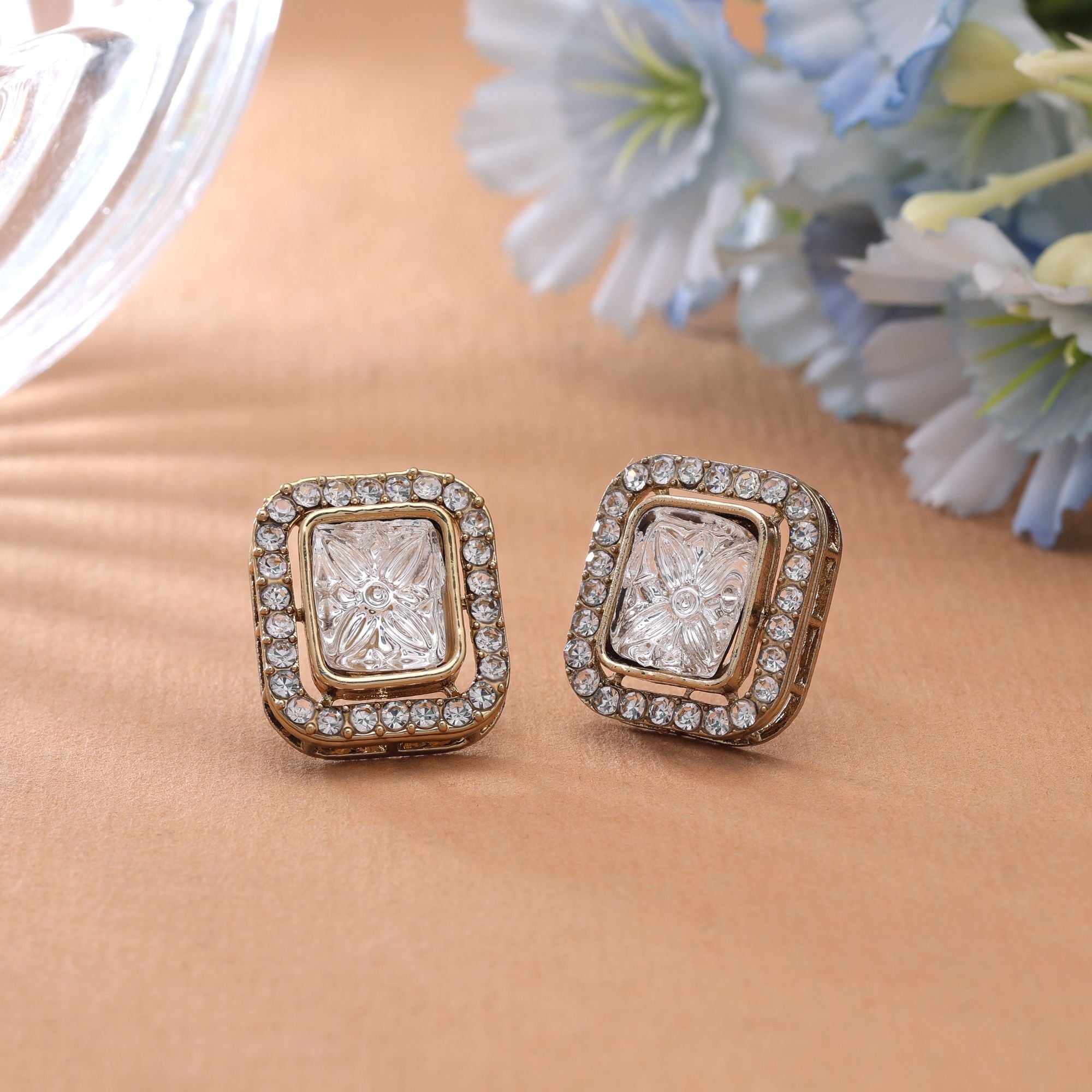 White Color Kundan Earrings Combo 3 Pair