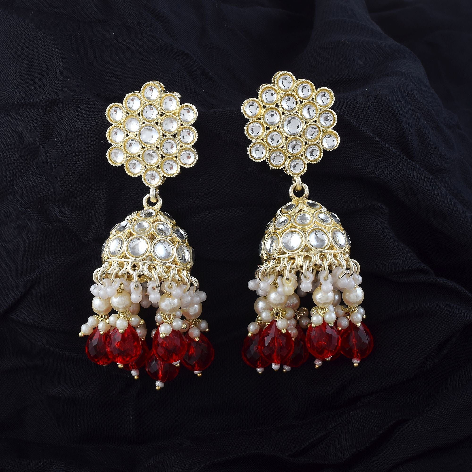 Gorgeous Maroon Color Kundan Earrings Perfect for Brides, Weddings, and Festive Celebrations