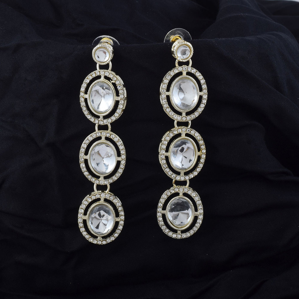 Classic White Color Kundan Earrings Perfect for Weddings, Parties, and Cultural Occasions