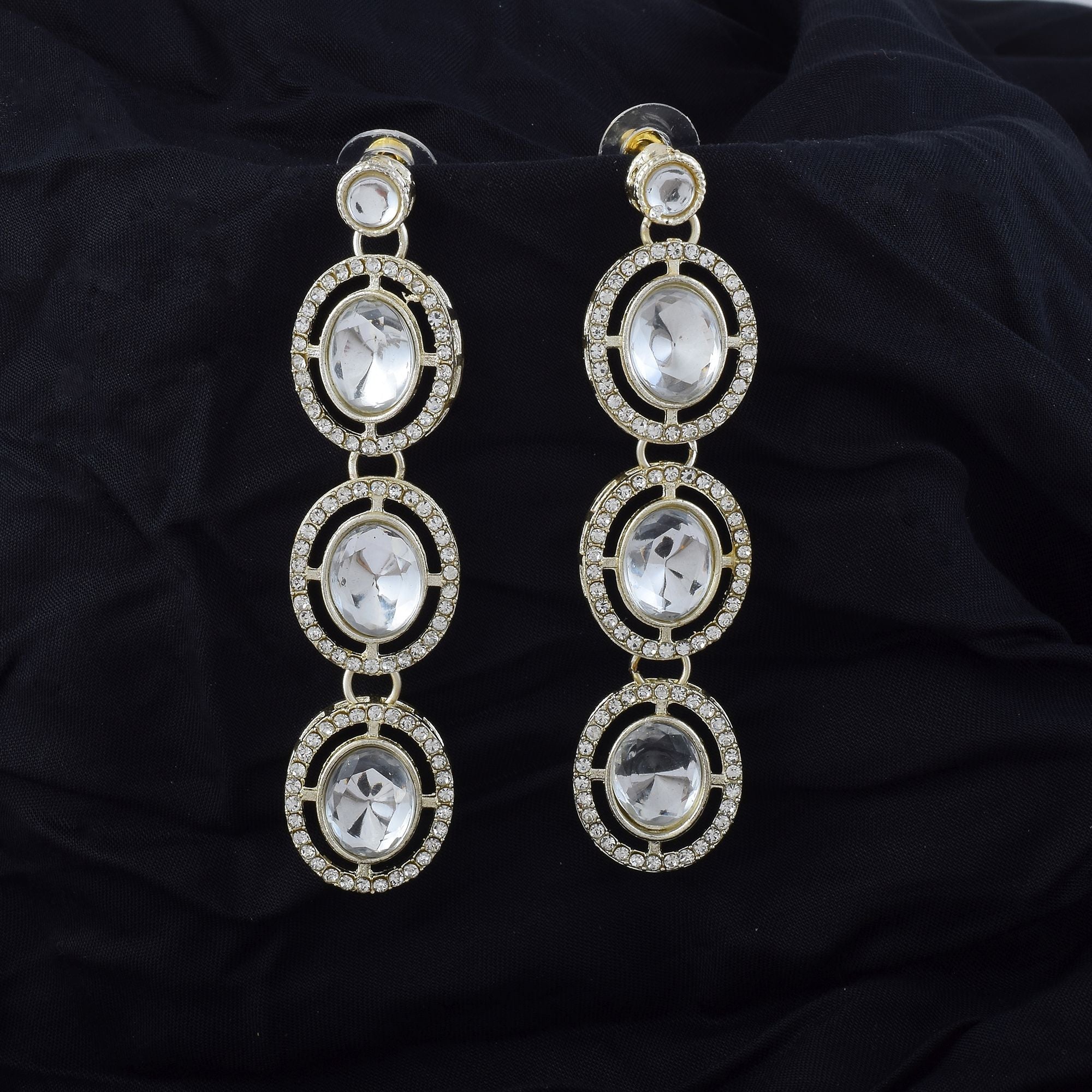 Classic White Color Kundan Earrings Perfect for Weddings, Parties, and Cultural Occasions