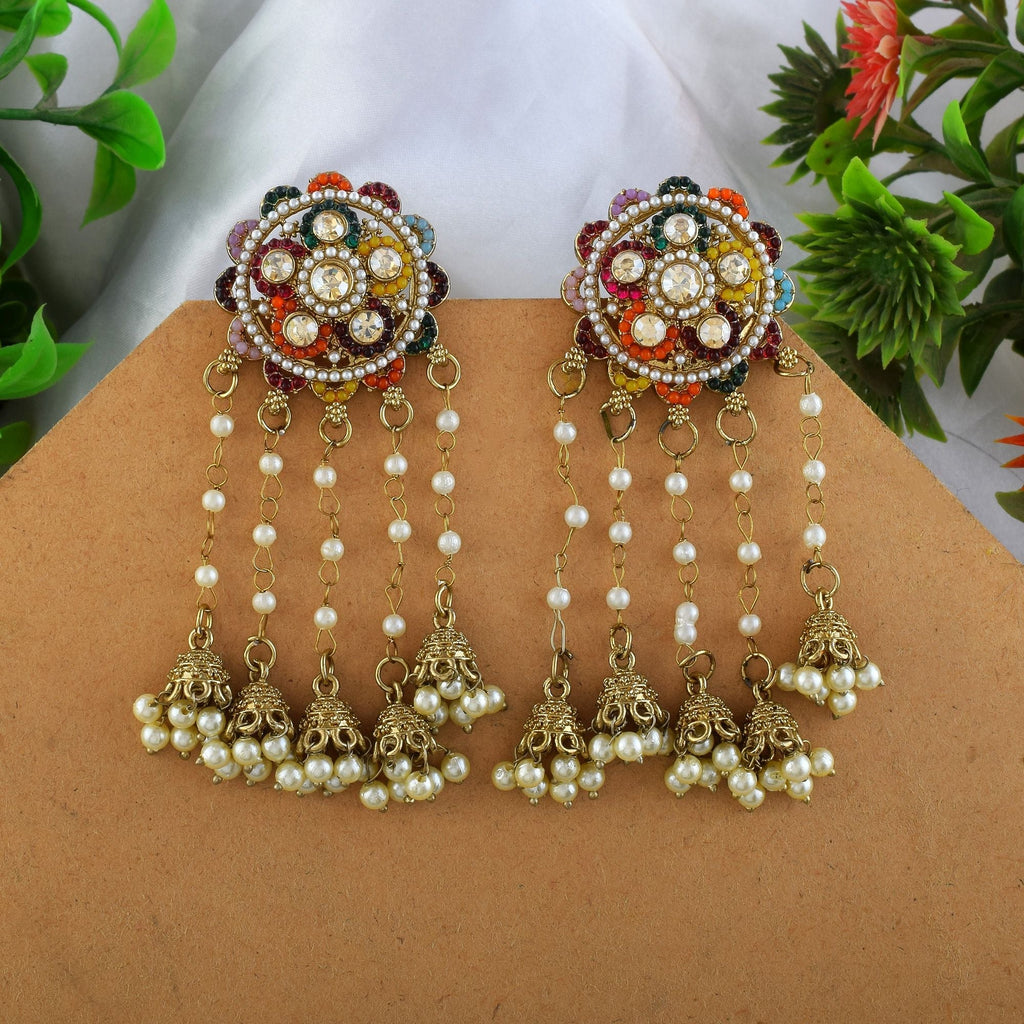 Multi Color Kundan Earrings