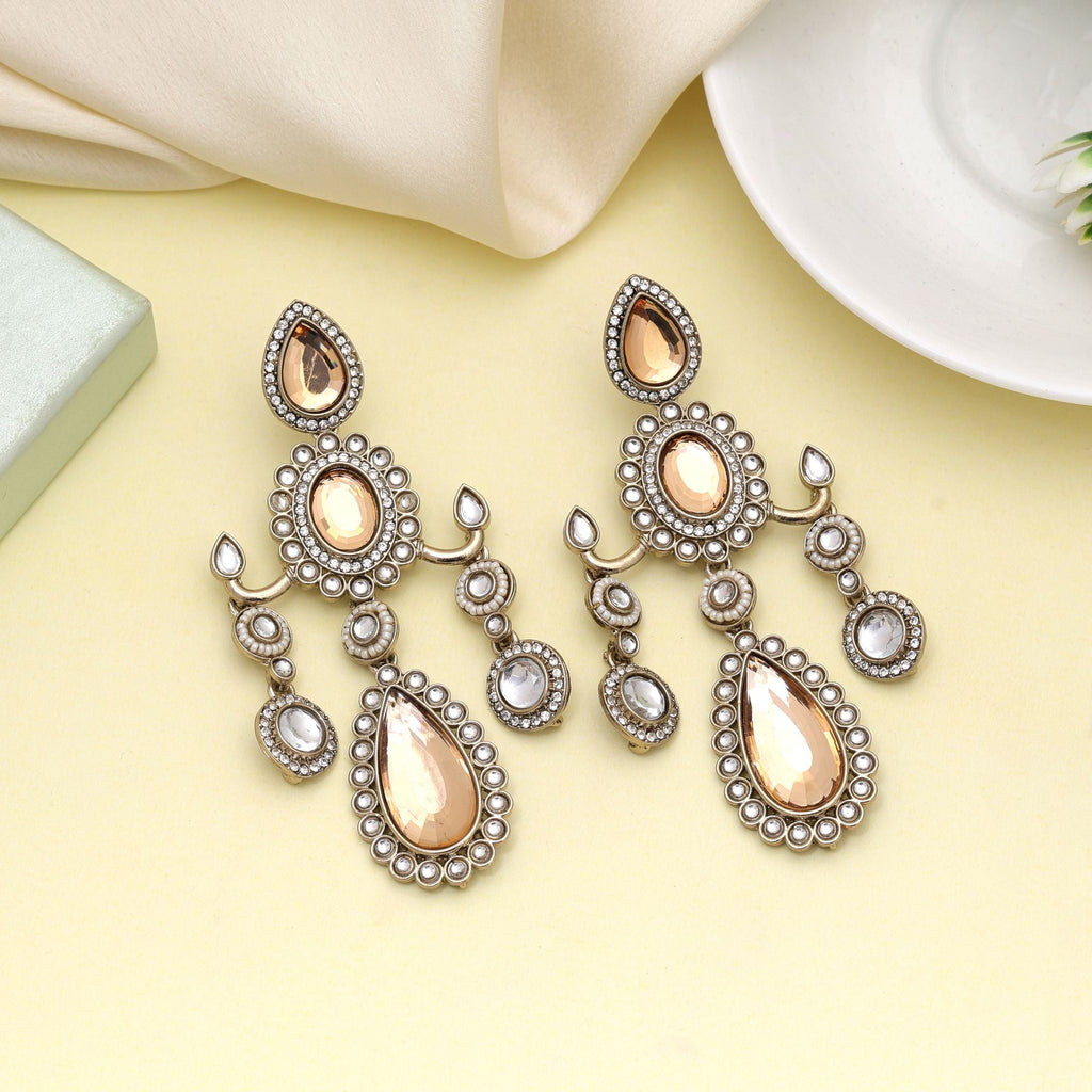 Gold Color Kundan Earrings With Classic Design And Festive Shine