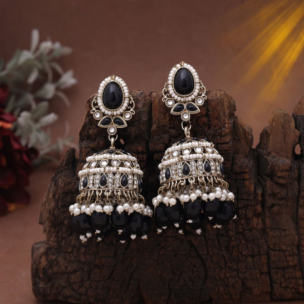 Black Color Kundan Earrings – Bold Style