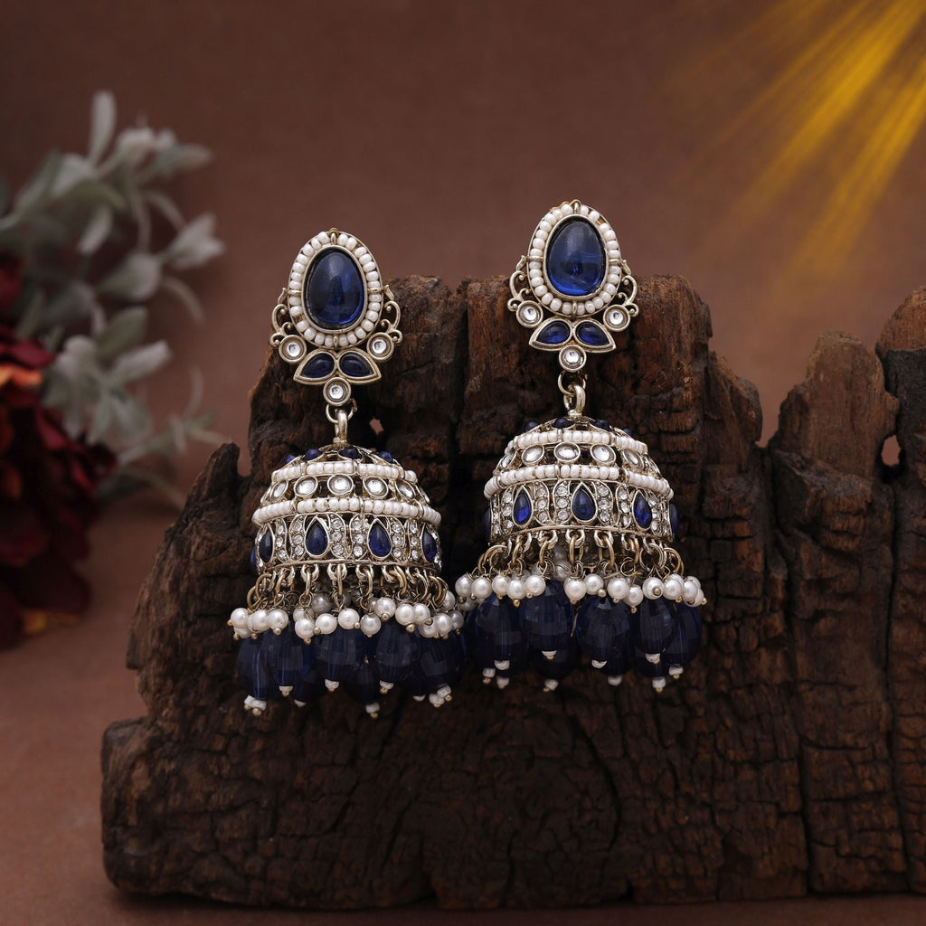 Blue Color Kundan Earrings – Elegant Style