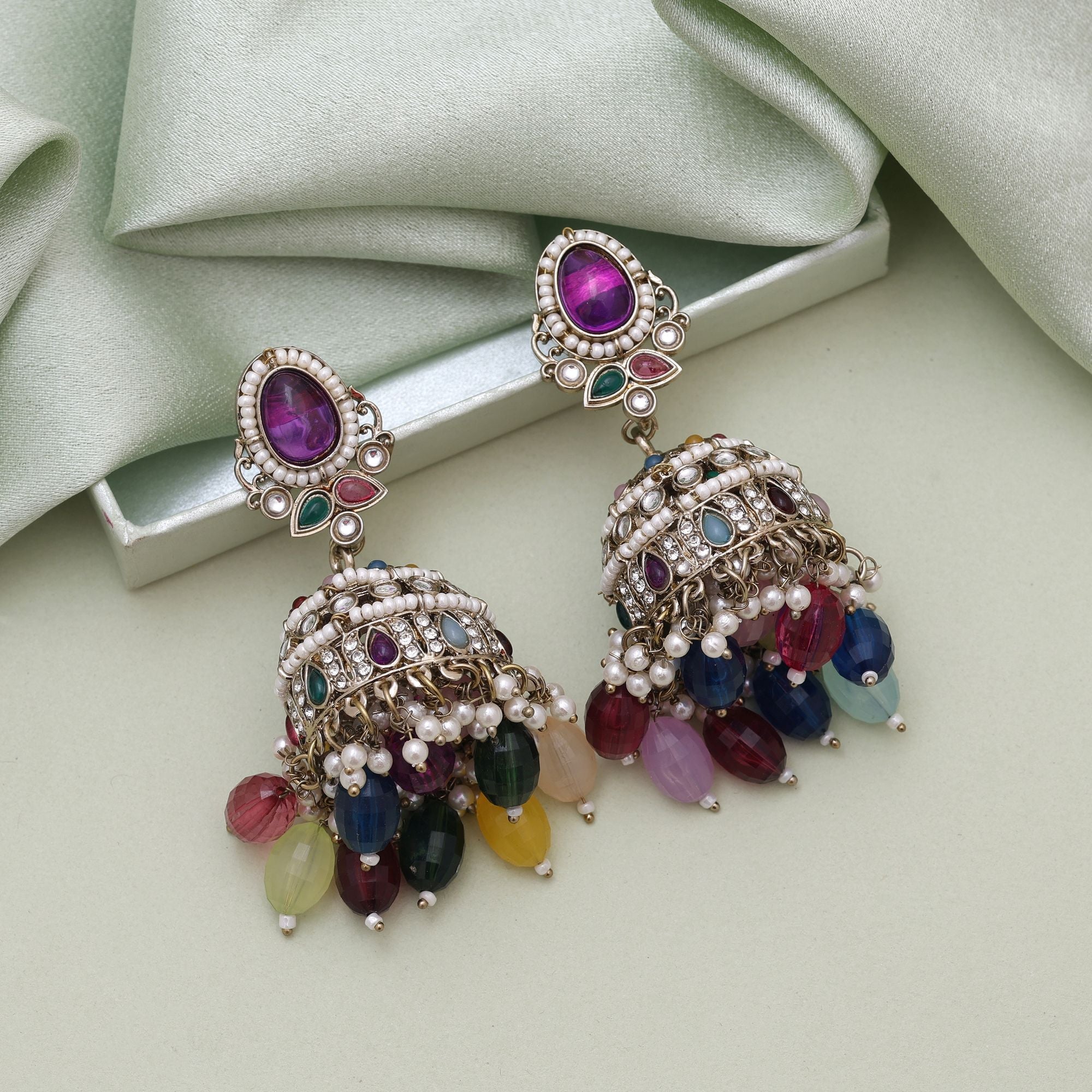 Assorted Color Kundan Earrings – Versatile Style