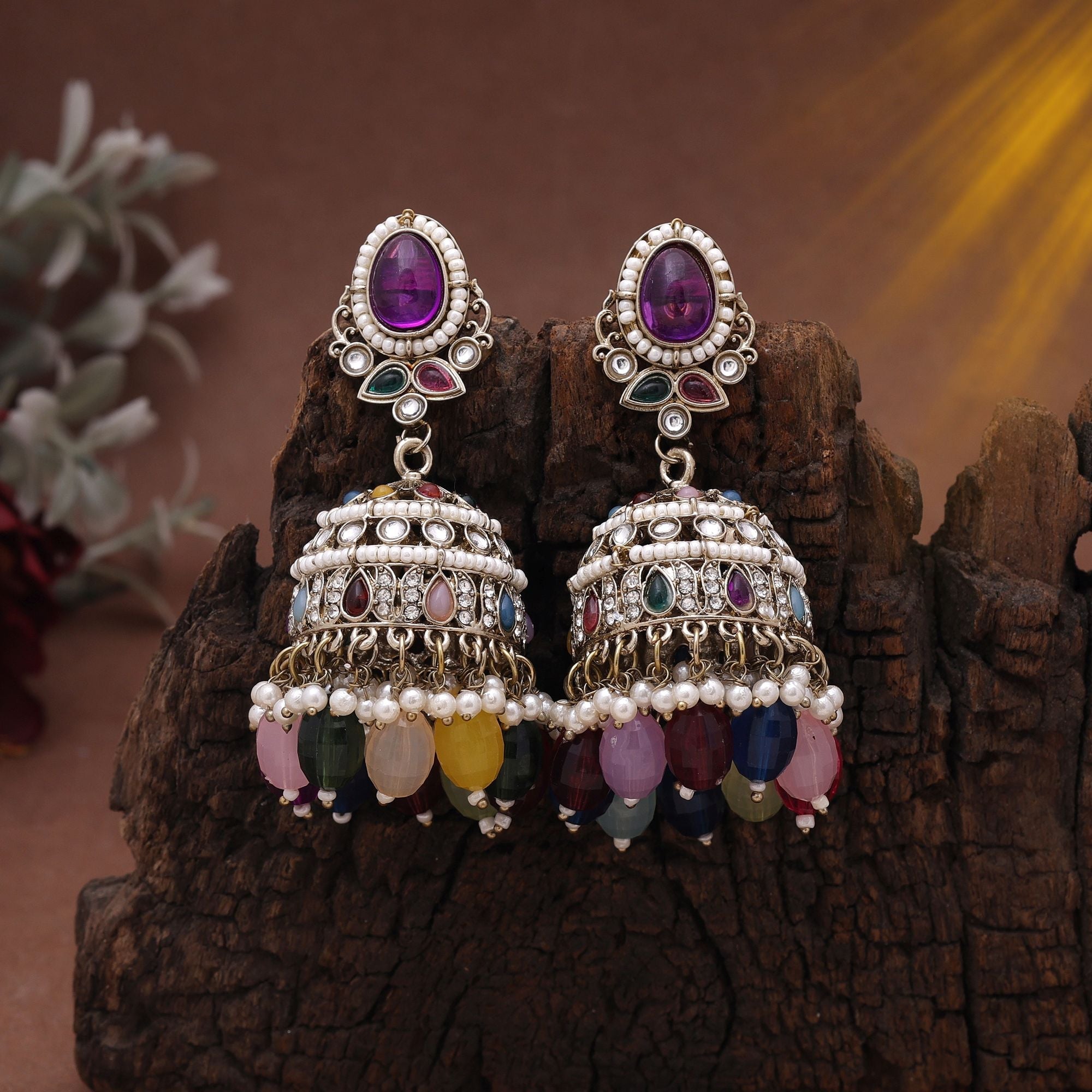 Assorted Color Kundan Earrings – Versatile Style