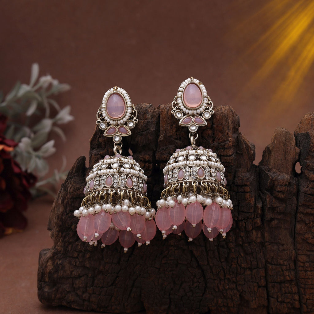 Pink Color Kundan Earrings – Feminine Design