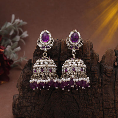 Purple Color Kundan Earrings – Royal Look