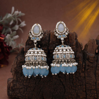 Sky Blue Color Kundan Earrings – Soft Look