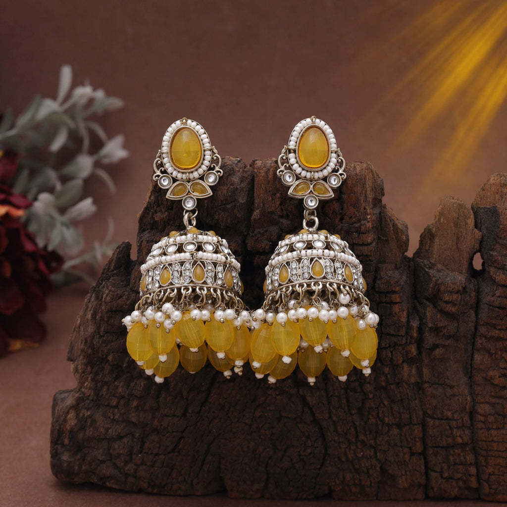 Yellow Color Kundan Earrings – Festive Style