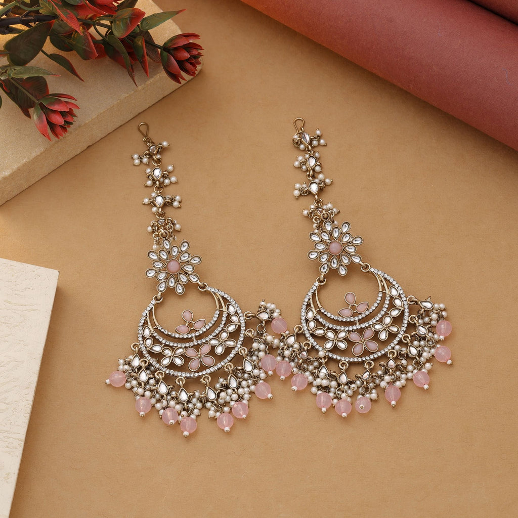 Pink Color Kundan Earrings – Matching Style