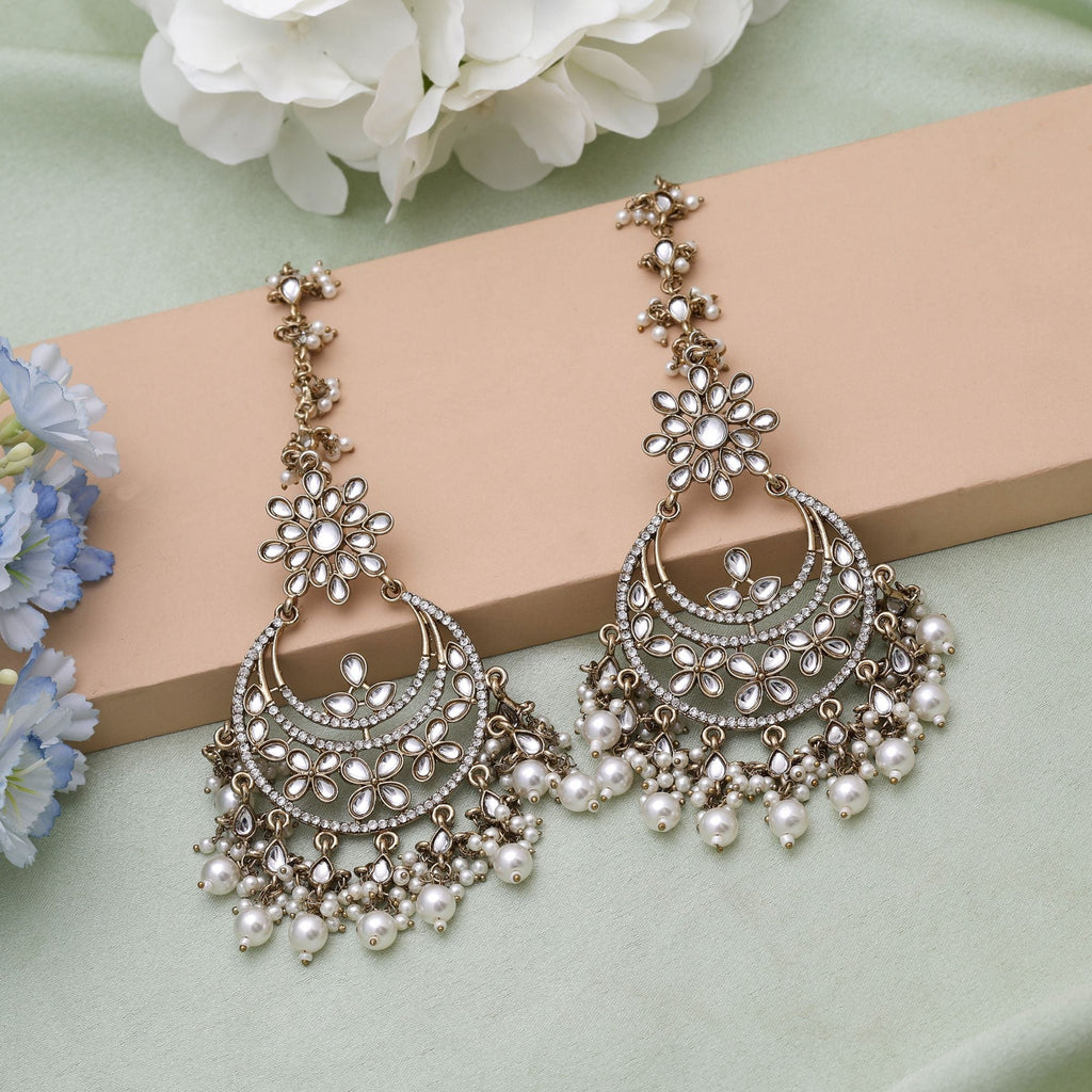 White Color Kundan Earrings – Graceful Style
